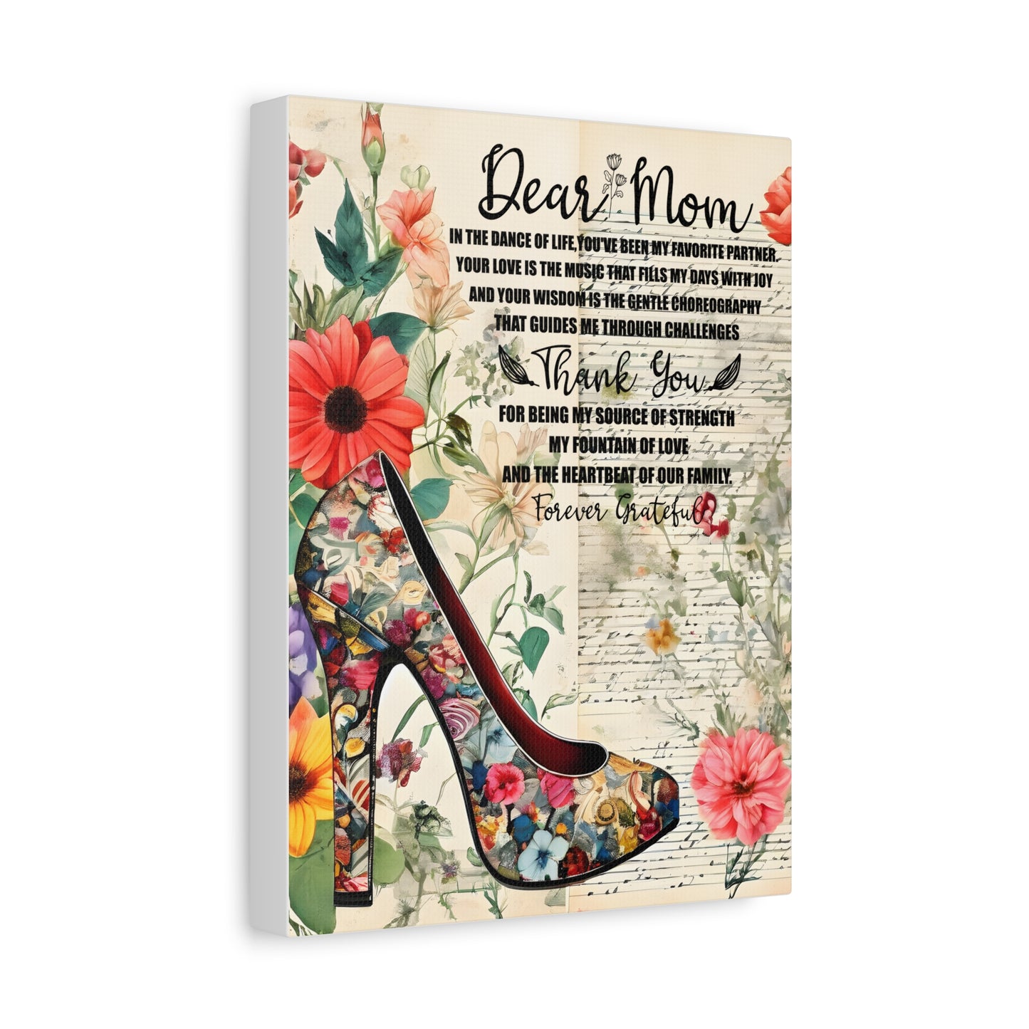 Inspirational Floral Canvas Wall Art for Mom - Perfect Gift for Mother's Day
