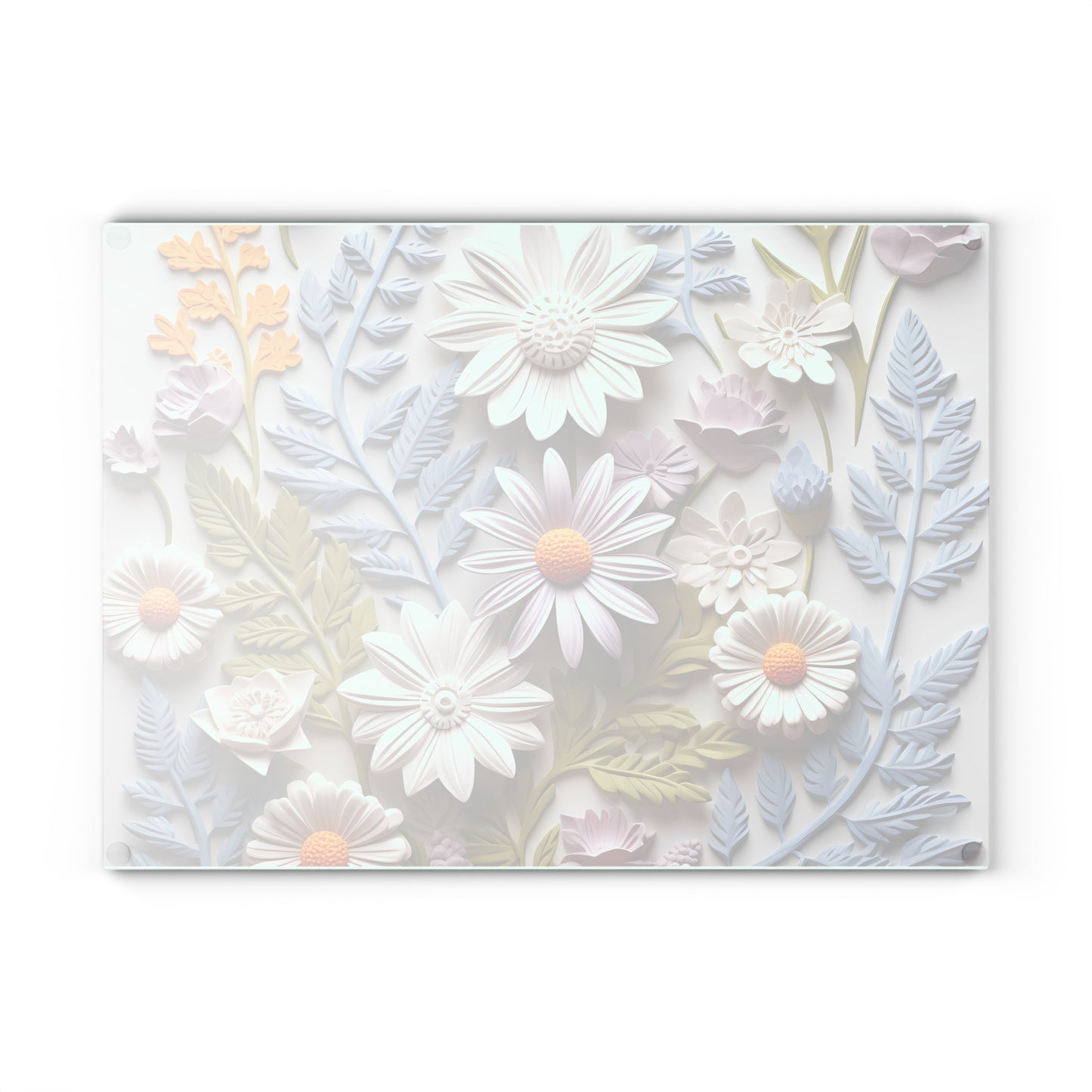Floral Design Glass Cutting Board - Elegant Kitchen Decor for Food Prep