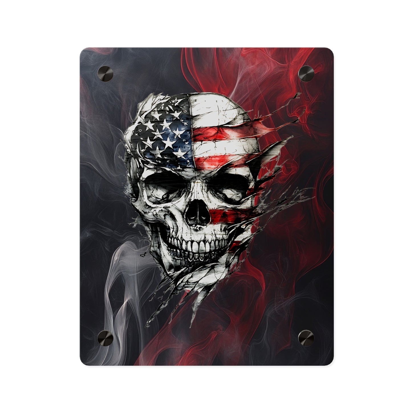 American Skull Acrylic Wall Art Panels - Edgy Decor for Rebels & Patriotic Souls