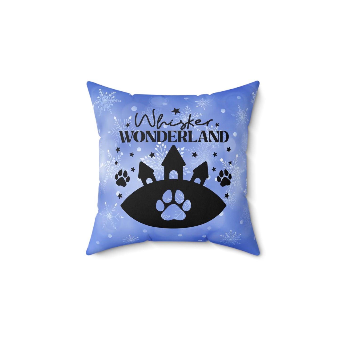 Pet Lover's Holiday Theme Spun Polyester Square Pillow, Cute Animal Holiday Quote, Beautiful Decor Pet Lover's Holiday Decor for Home or Office