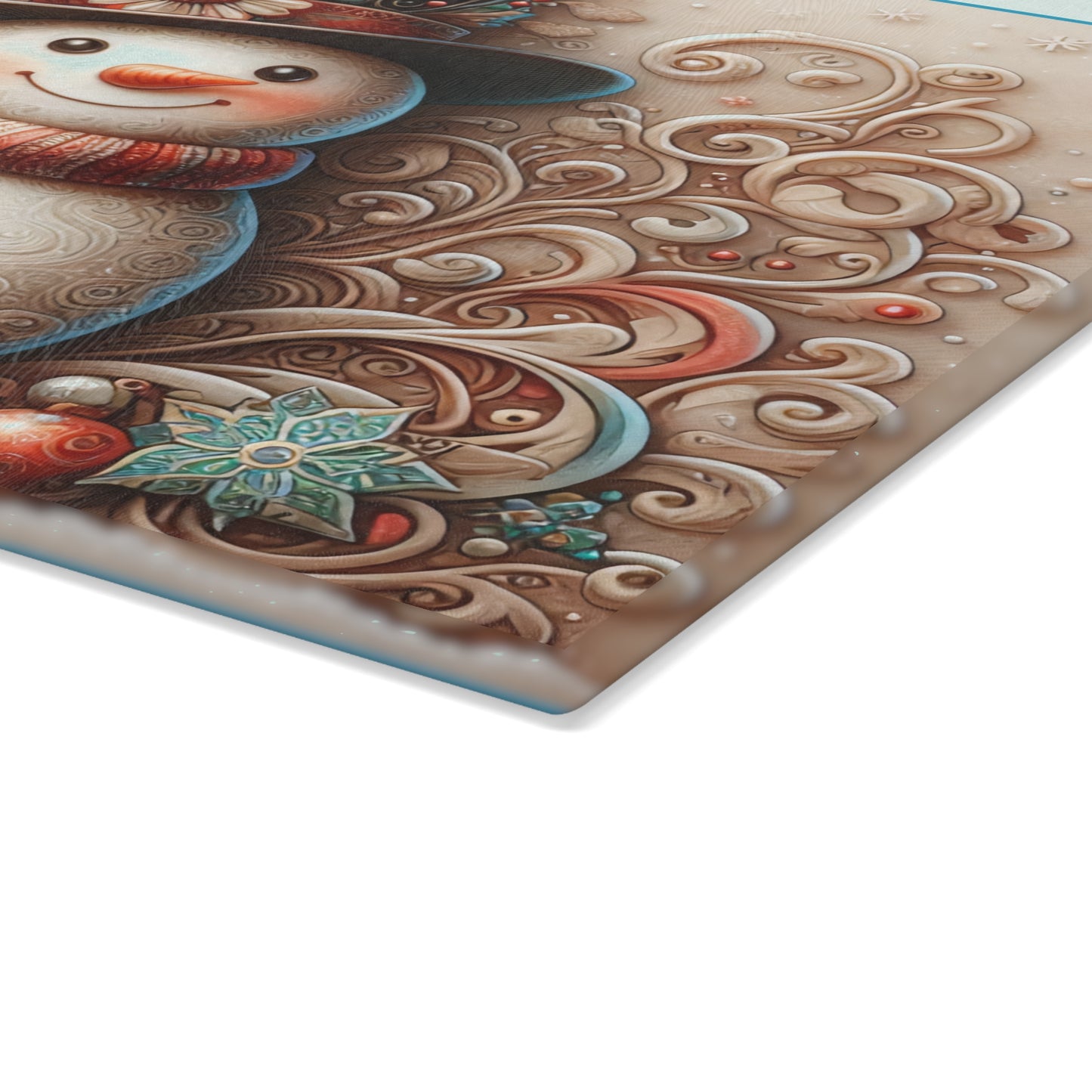 Holiday Snowman Glass Cutting Board