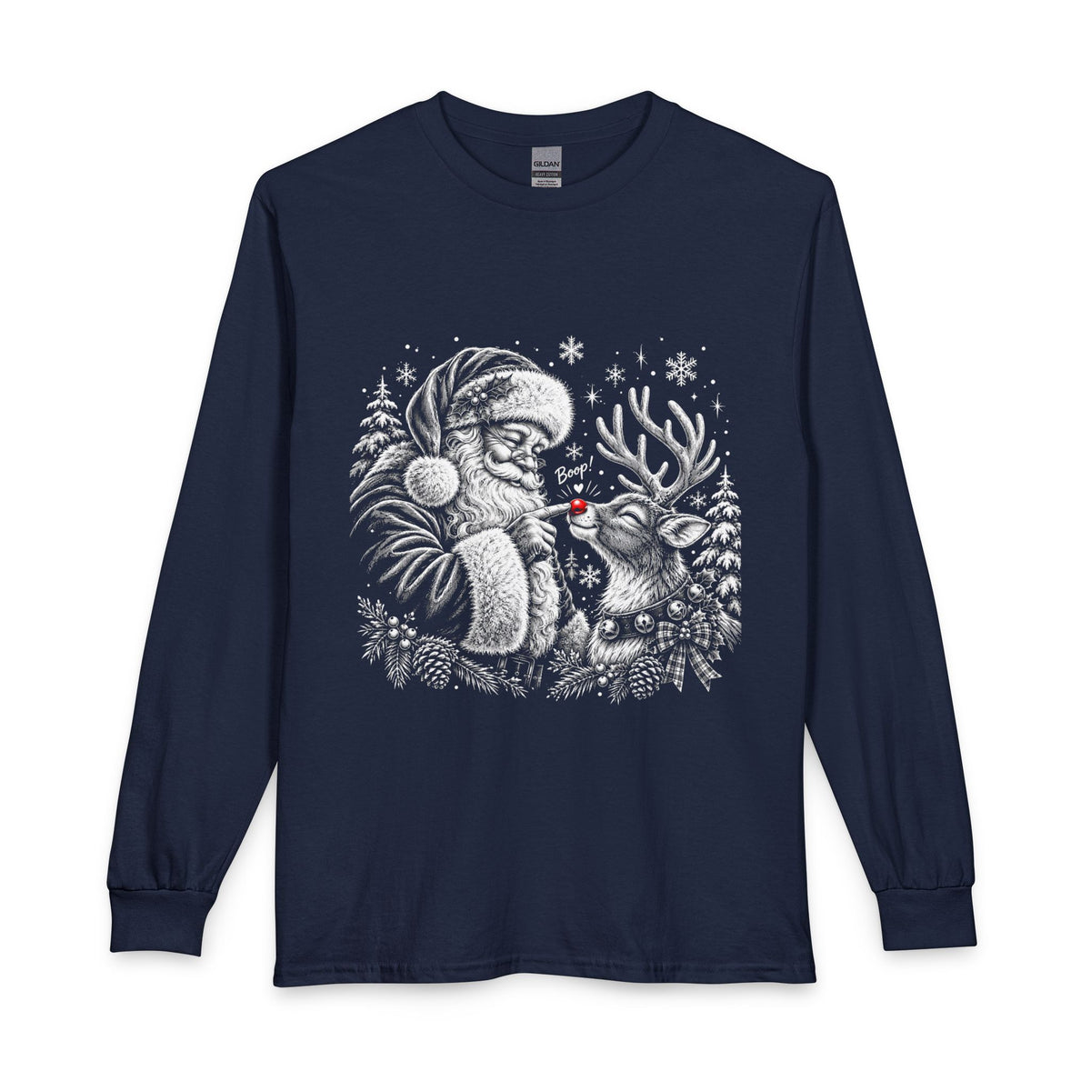 Christmas Winter Wonderland Santa & Reindeer Long Sleeve T-Shirt
