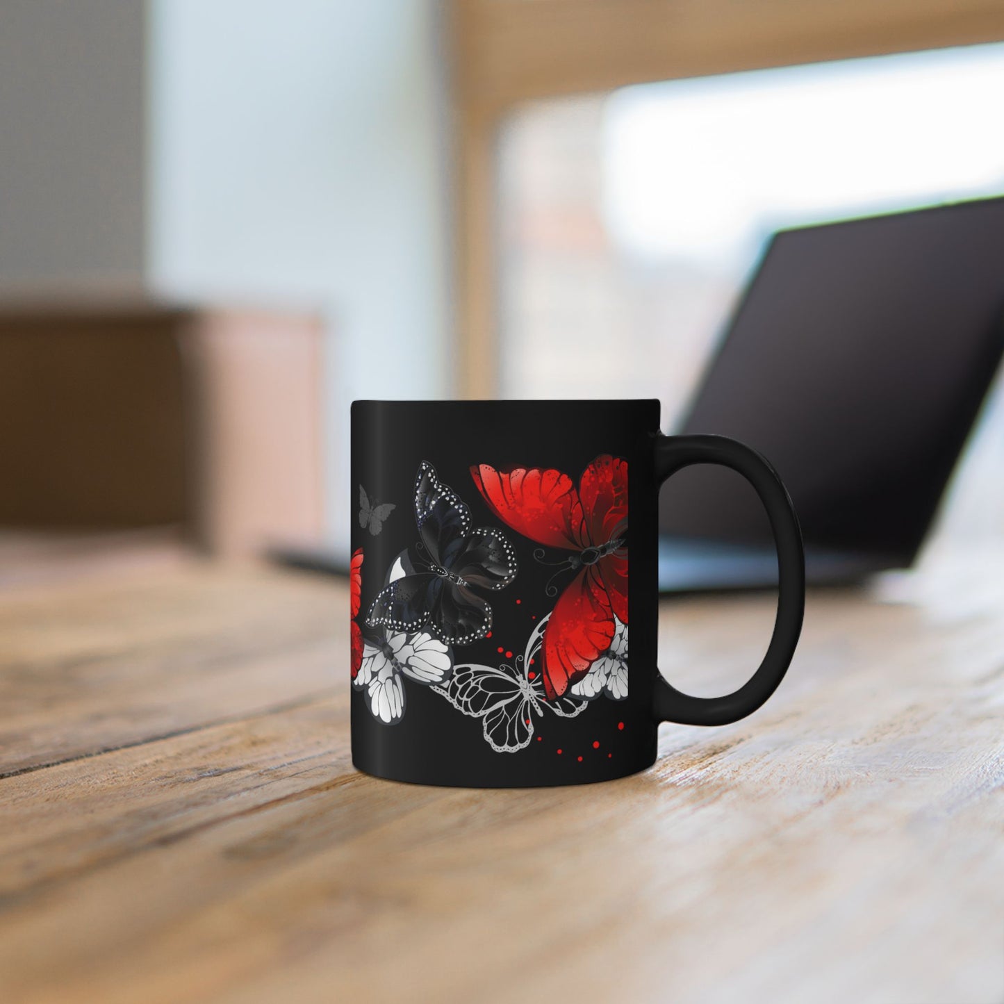 Elegant Butterfly Black Mug - 11oz & 15oz | Perfect Gift for Mothers, Nature Lovers