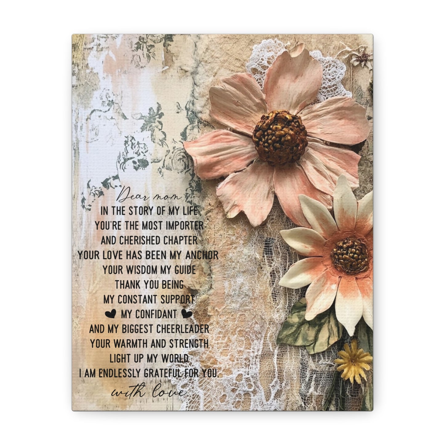 Floral Canvas Wall Art - Heartfelt Mom Appreciation Decor