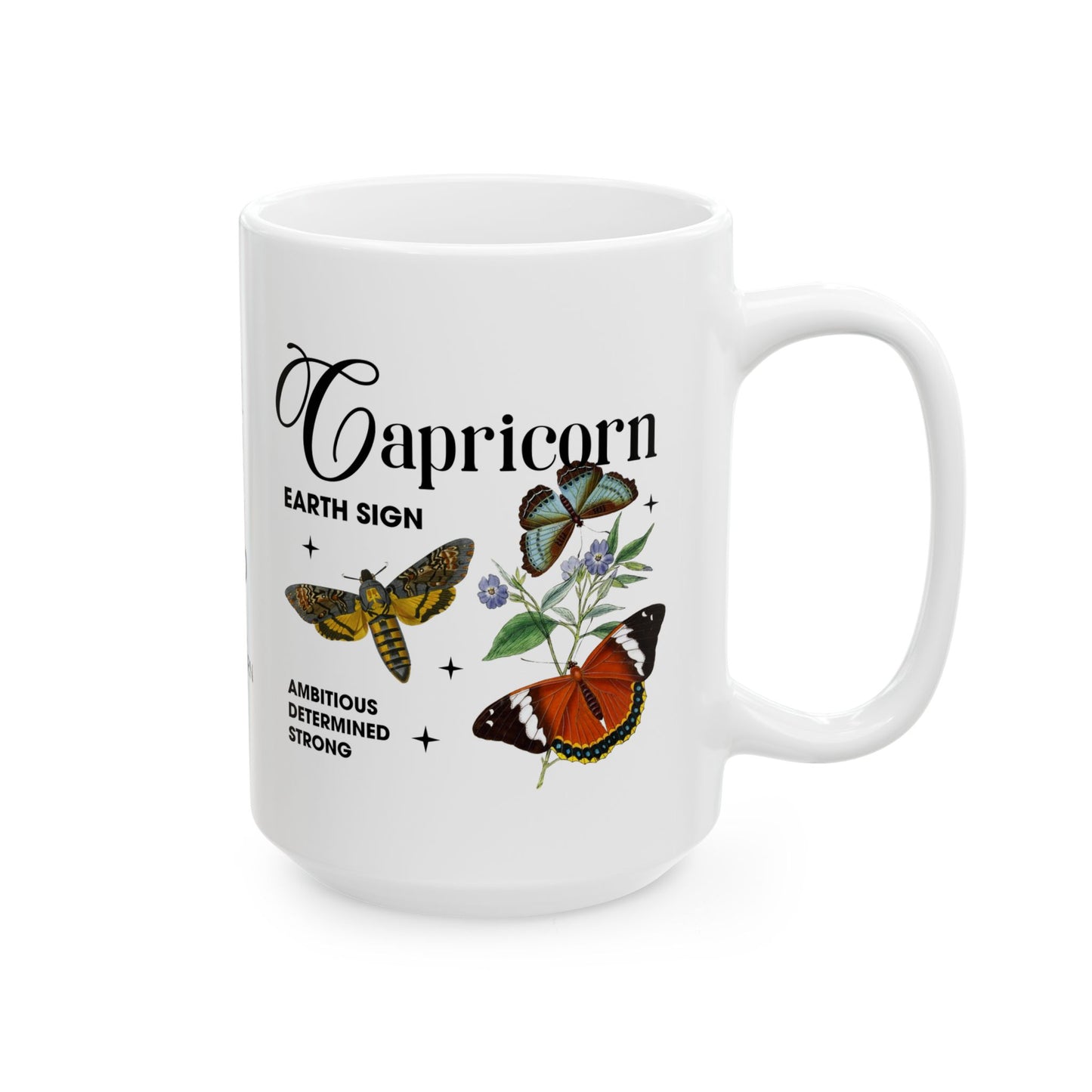Capricorn Zodiac Floral Ceramic Mug - Horoscope Gift for Astrology Lovers