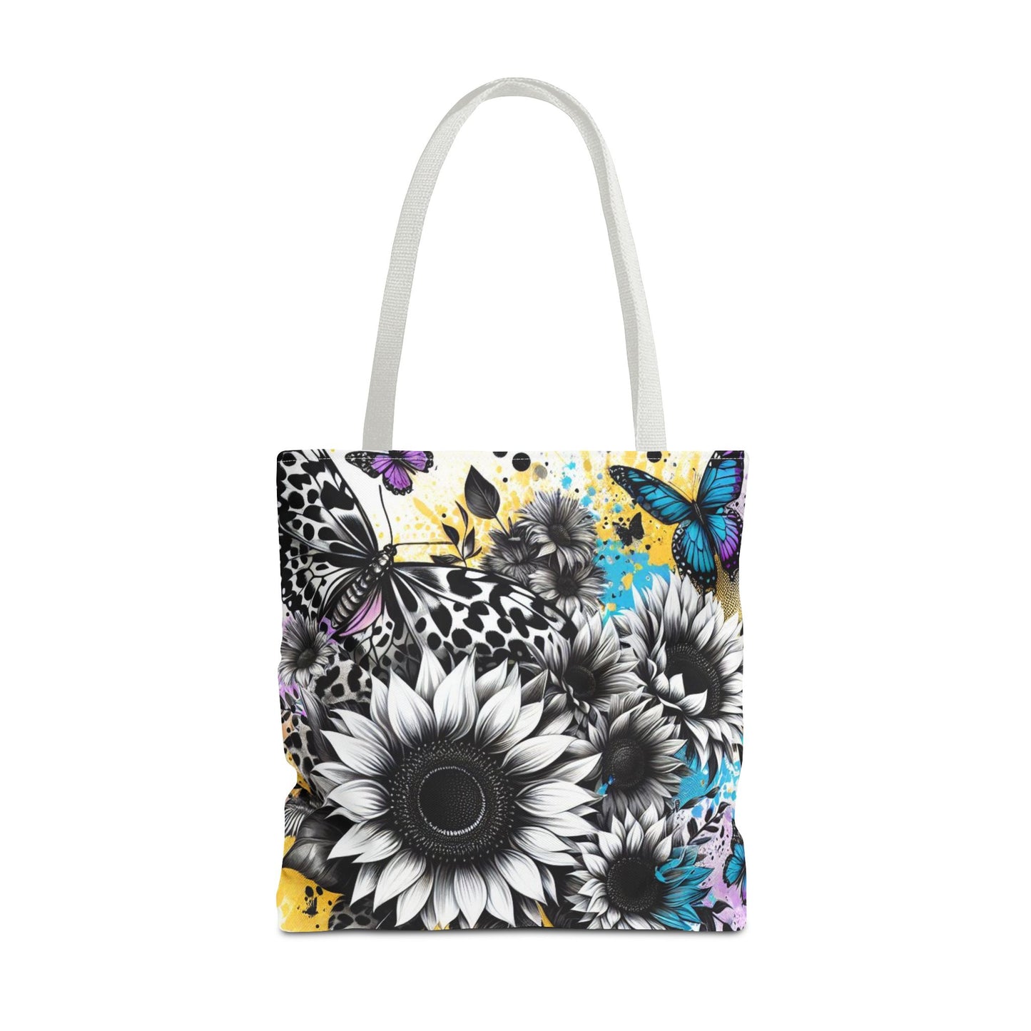 Sunflower & Butterflies Tote Bag — Color Splash Floral All-Over Print