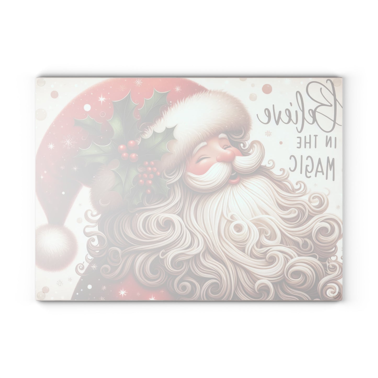 Festive Santa Glass Cutting Board - Believe in the Magic