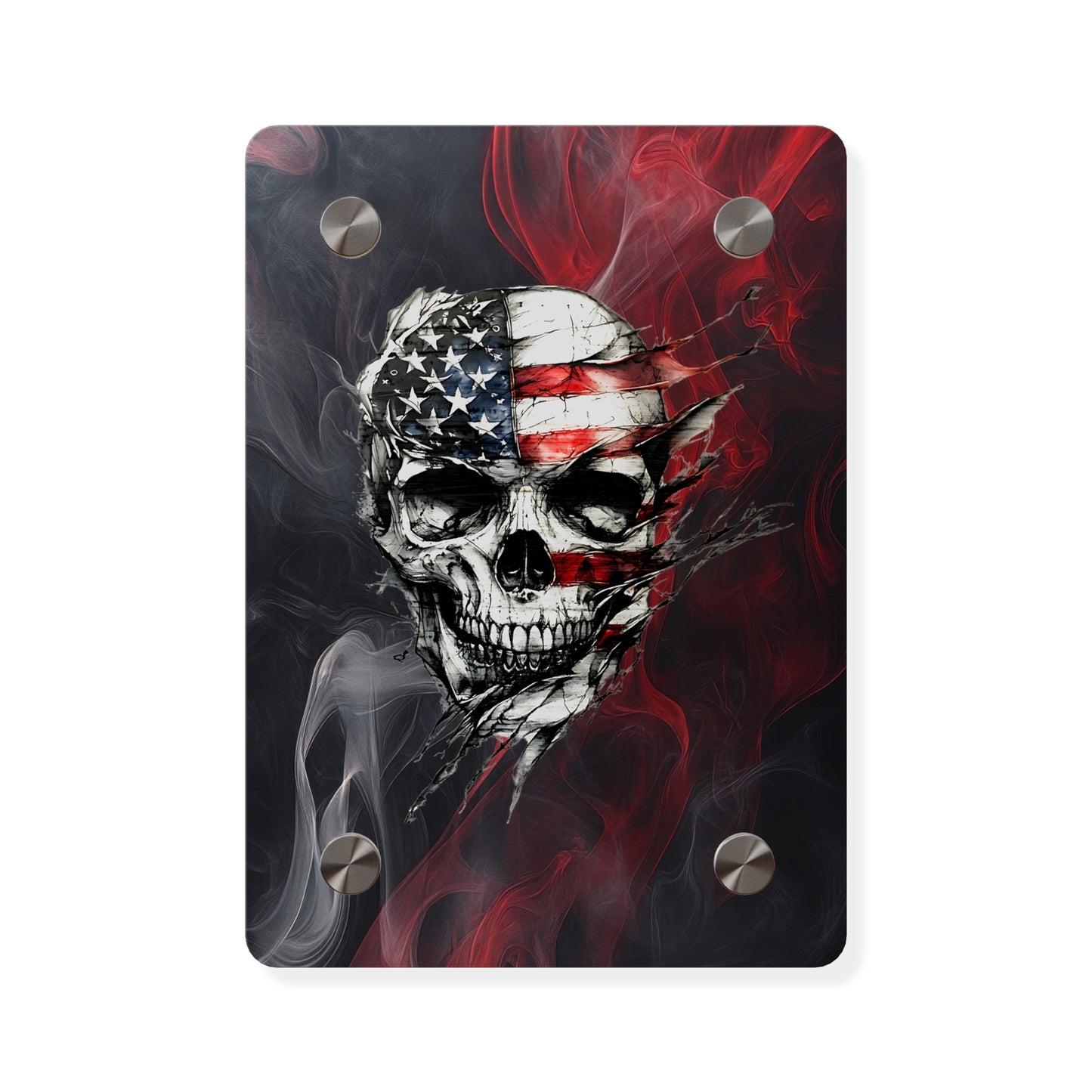 American Skull Acrylic Wall Art Panels - Edgy Decor for Rebels & Patriotic Souls