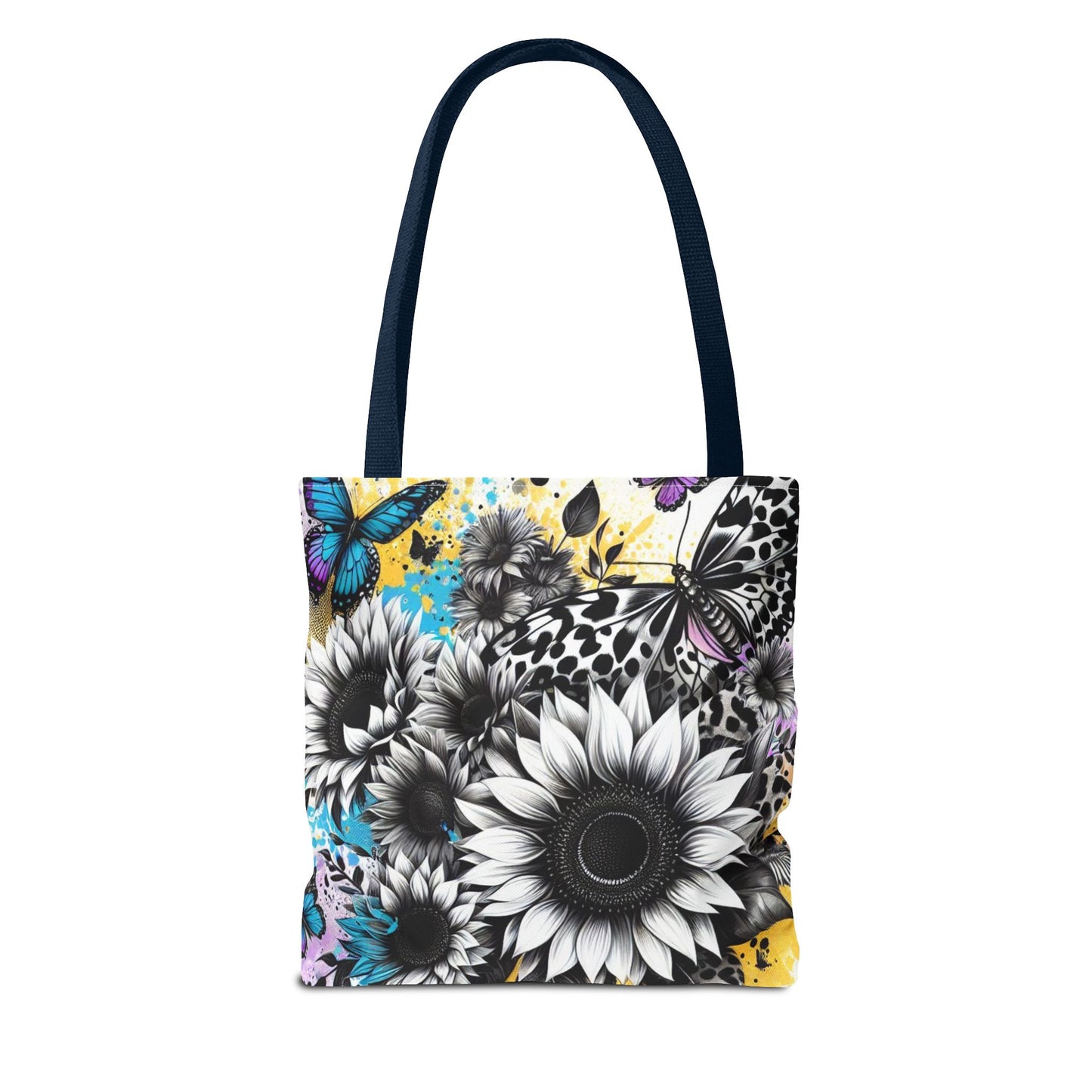 Sunflower & Butterflies Tote Bag — Color Splash Floral All-Over Print