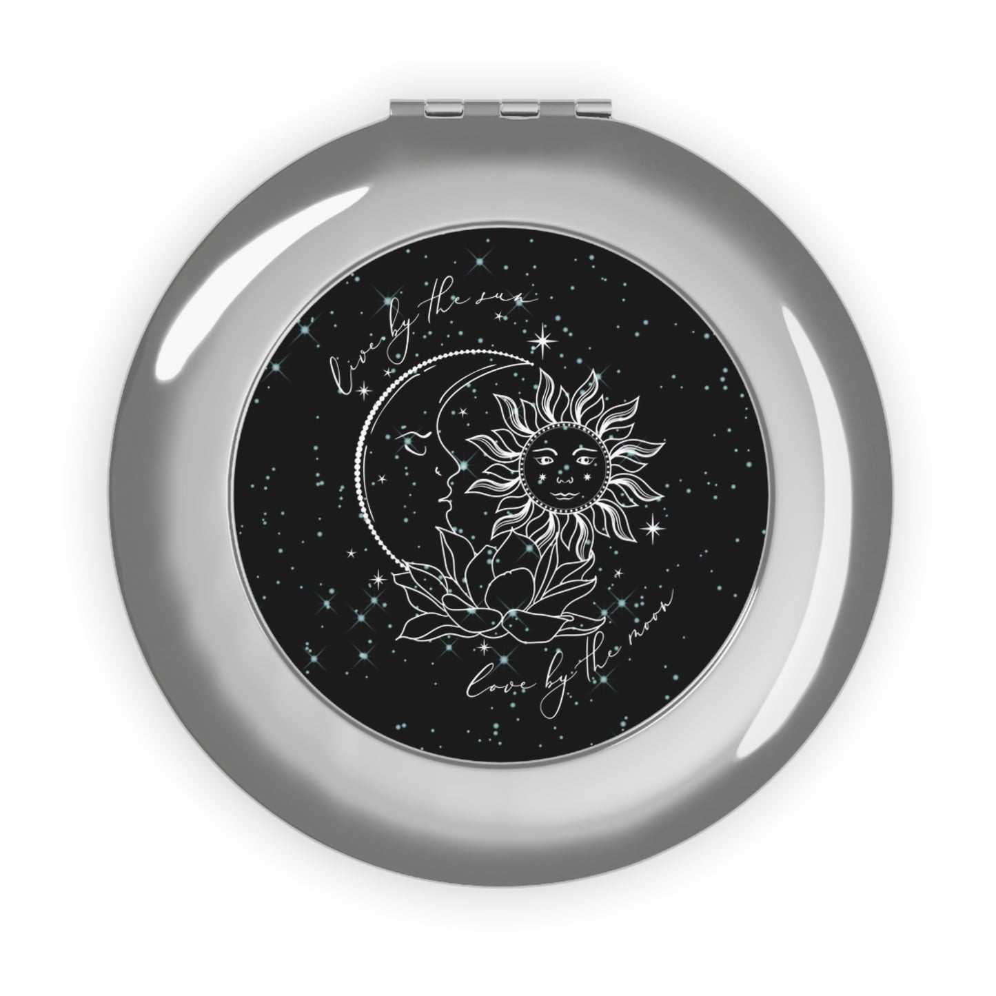 Celestial Compact Travel Mirror - Inspiring Self-Care Accessory