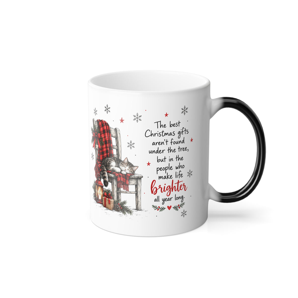 Christmas Quote Sleeping Cat on Chair - Color Morphing Mug