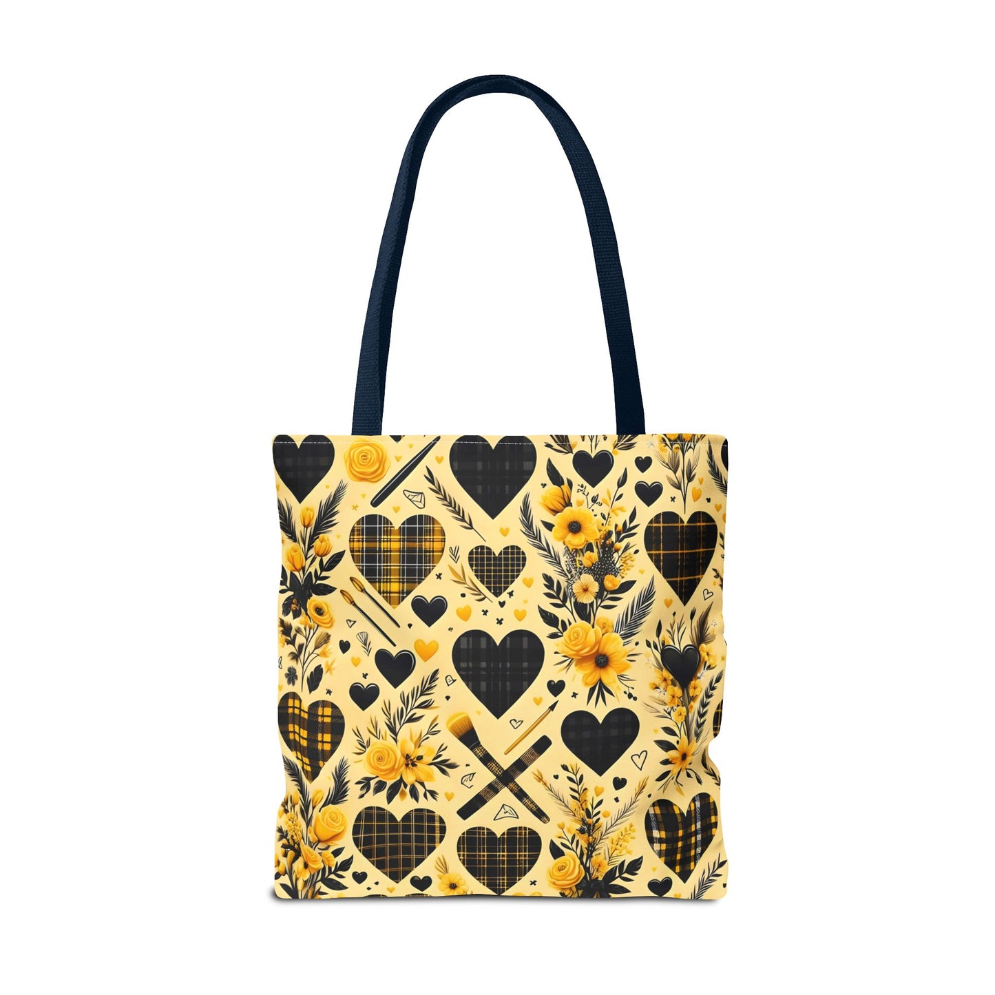 Plaid Floral With Hearts Love Tote Bag(AOP)
