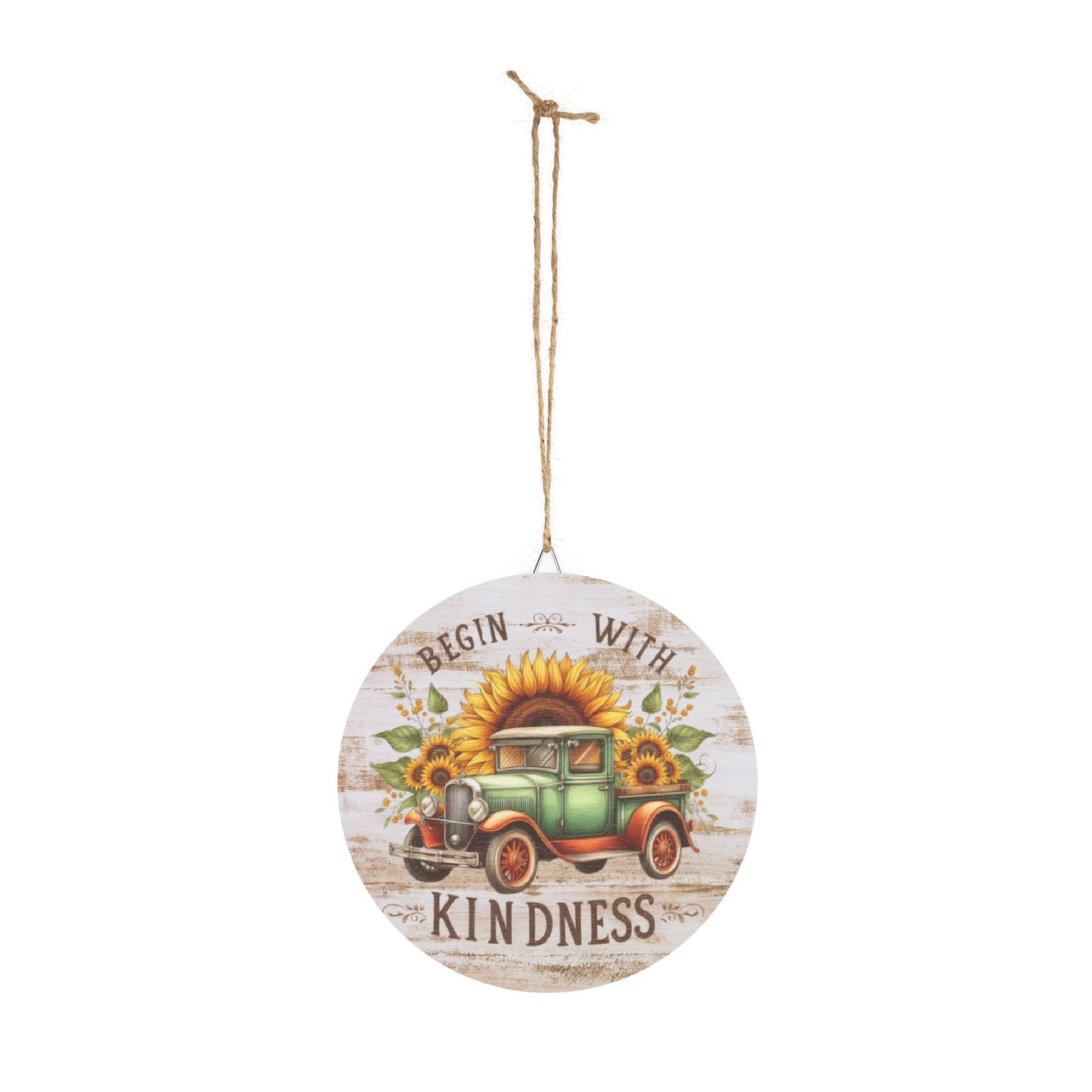 Rustic Charm Wood Signs - Truck and Sunflower Decor with Inspirational Quote