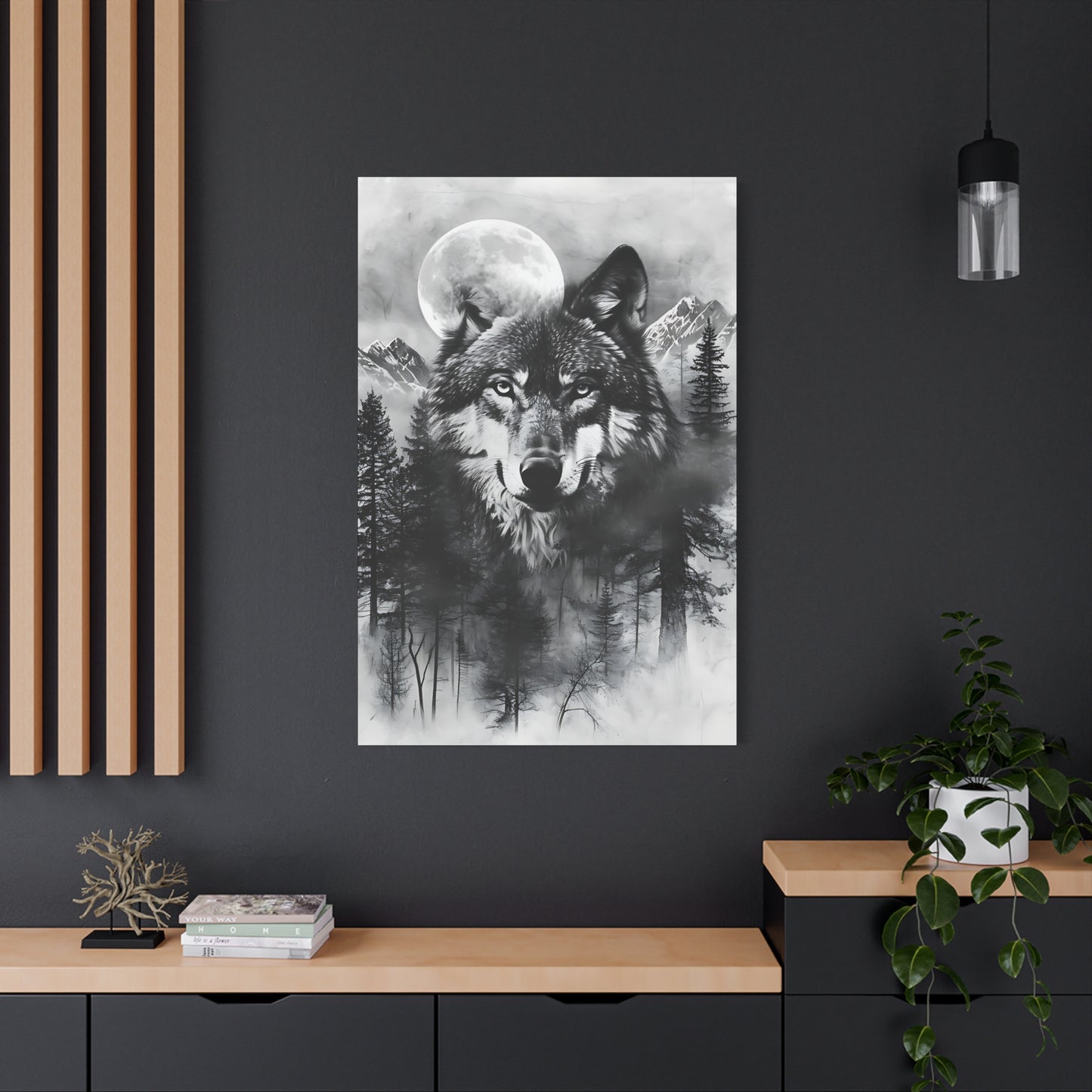 Majestic Wolf Canvas Wall Art - Black and White Wilderness Decor