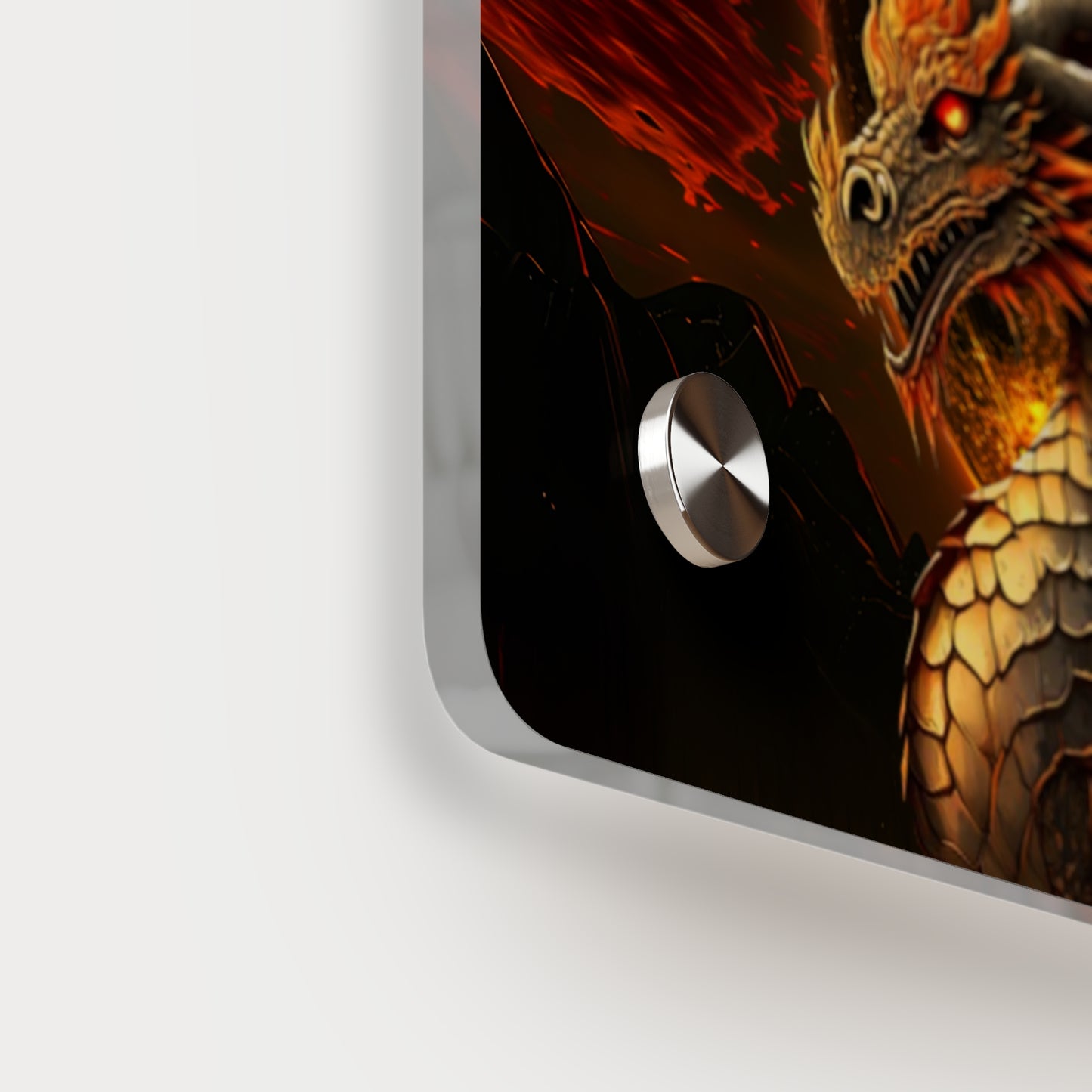 Gothic Theme Acrylic Wall Art Panels, Beautiful Dragon with Moon Background Decor, Accent for Any Room, Dragon Lovers, for Anyone