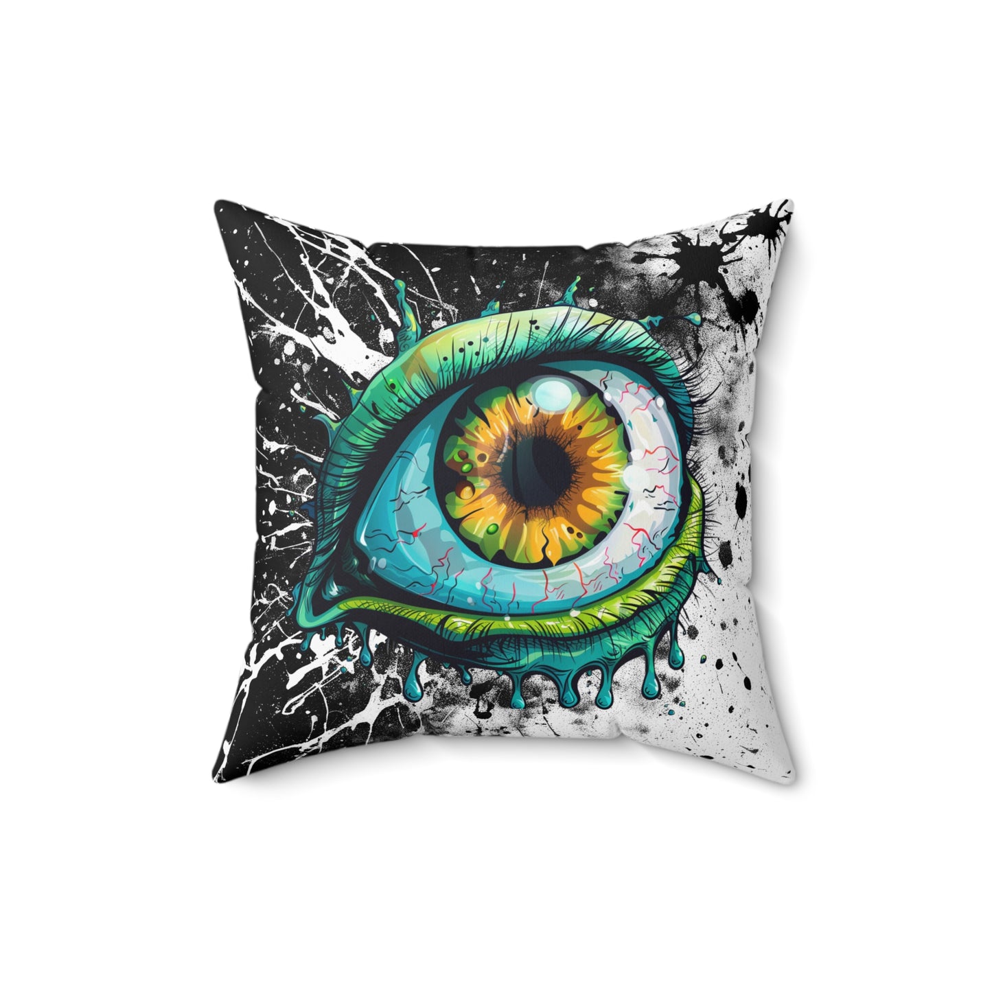 Halloween Theme Spun Polyester Square Pillow, One Eyeball Monster Halloween Decor, Accent for Any Room, Halloween and Monster Lovers