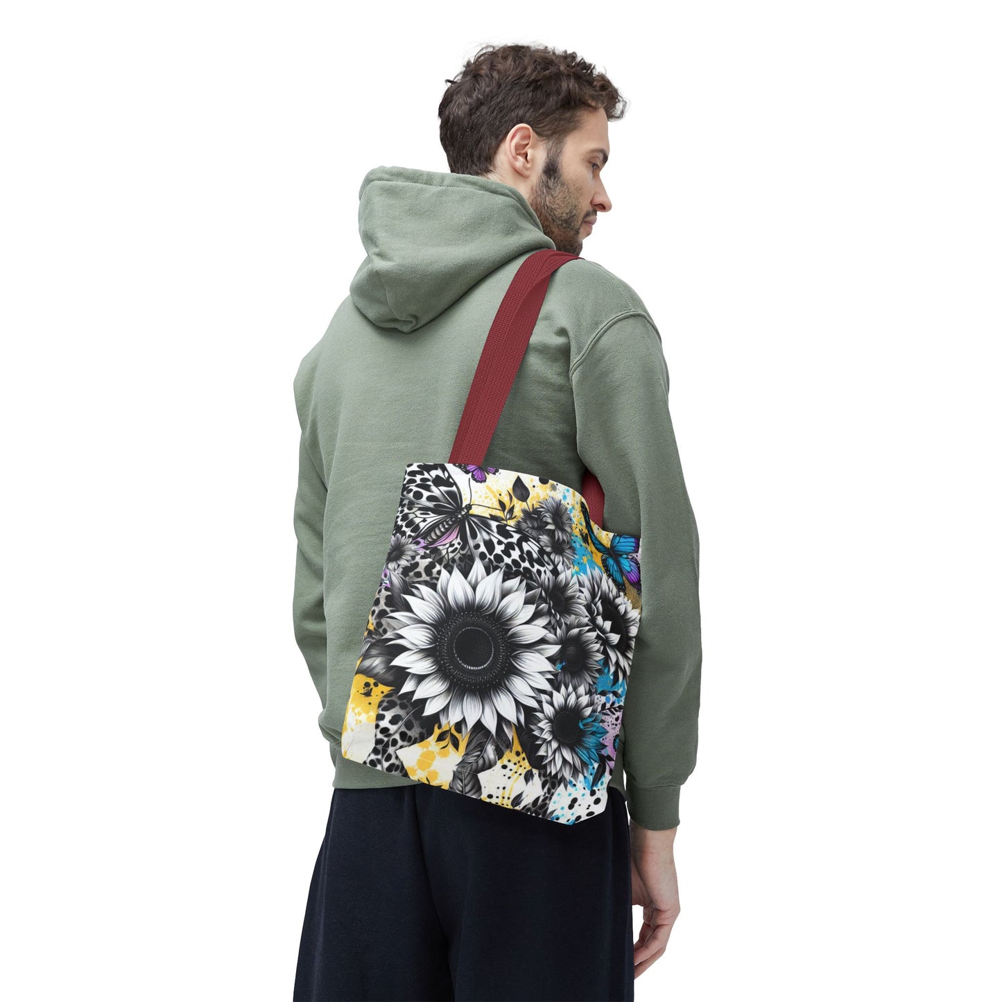 Sunflower & Butterflies Tote Bag — Color Splash Floral All-Over Print