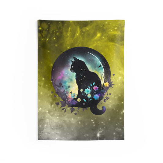 Cat Galaxy Wall Tapestry, Bohemian Wall Decor, Colorful Cat Art, Home Aesthetic, Gift for Cat Lovers, Cosy Room Decor