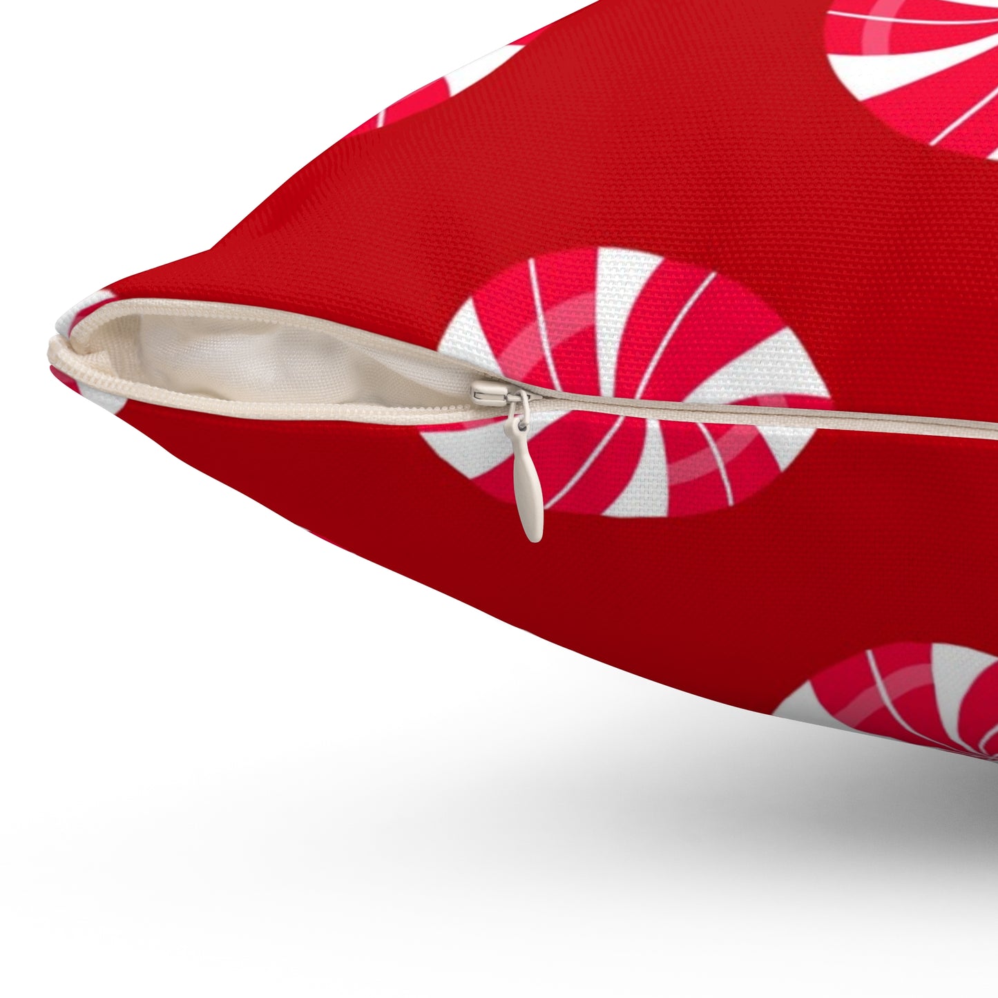 Holiday Theme Spun Polyester Square Pillow, Candy Cane Holiday Decor for any Home or Office, Fun Festive Decor for the Holidays.