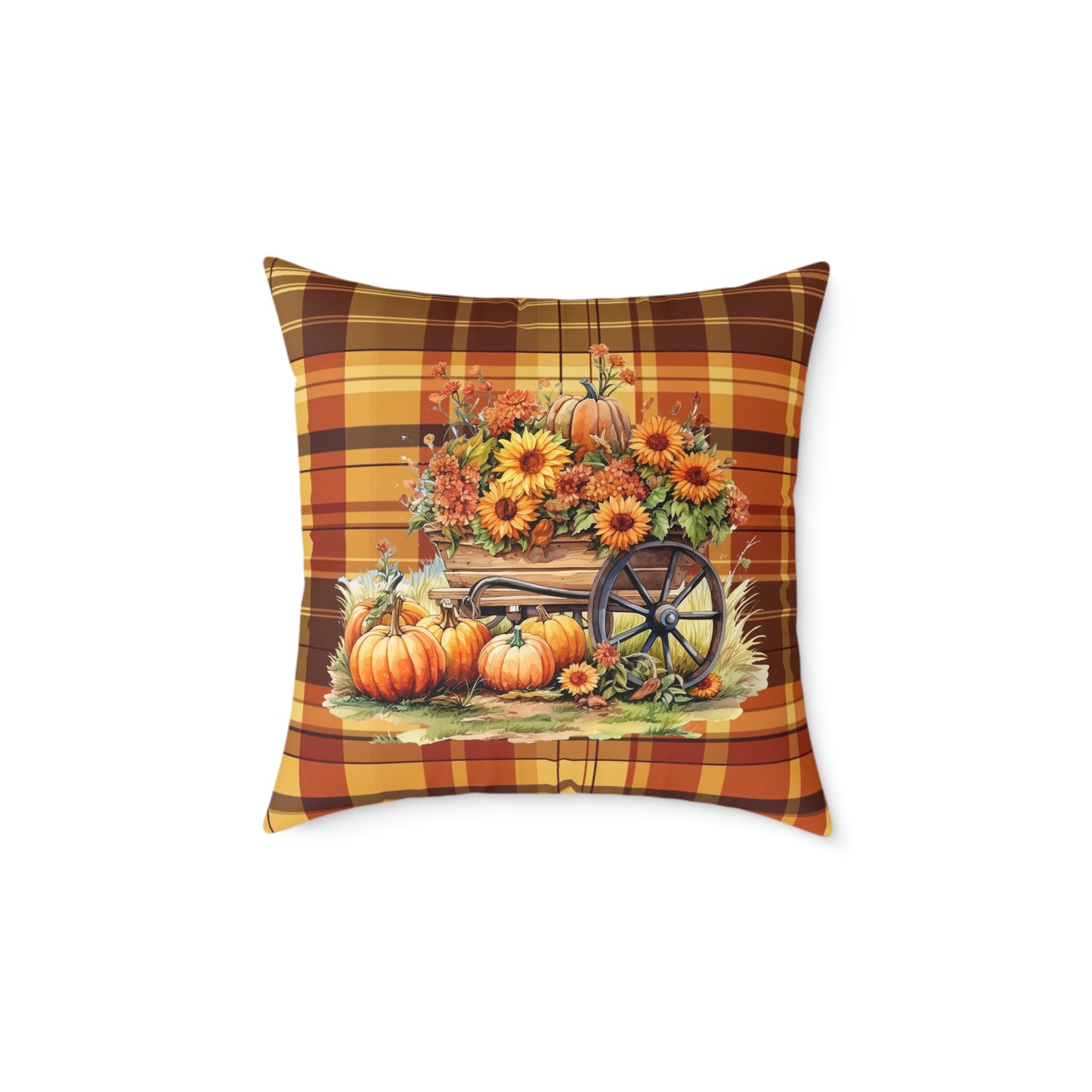 Fall Theme Square Poly Canvas Pillow, Beautiful Two-Sided Fall Pillow for Home or Office, Stylish Accent for Any Room, Perfect Fall Decor
