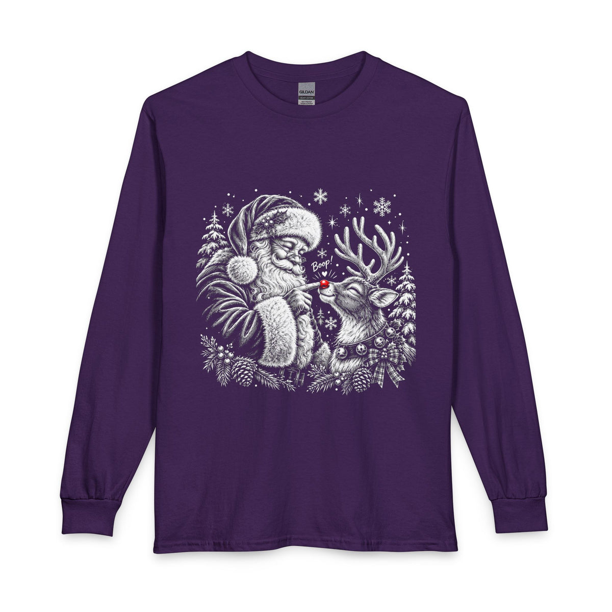 Christmas Winter Wonderland Santa & Reindeer Long Sleeve T-Shirt