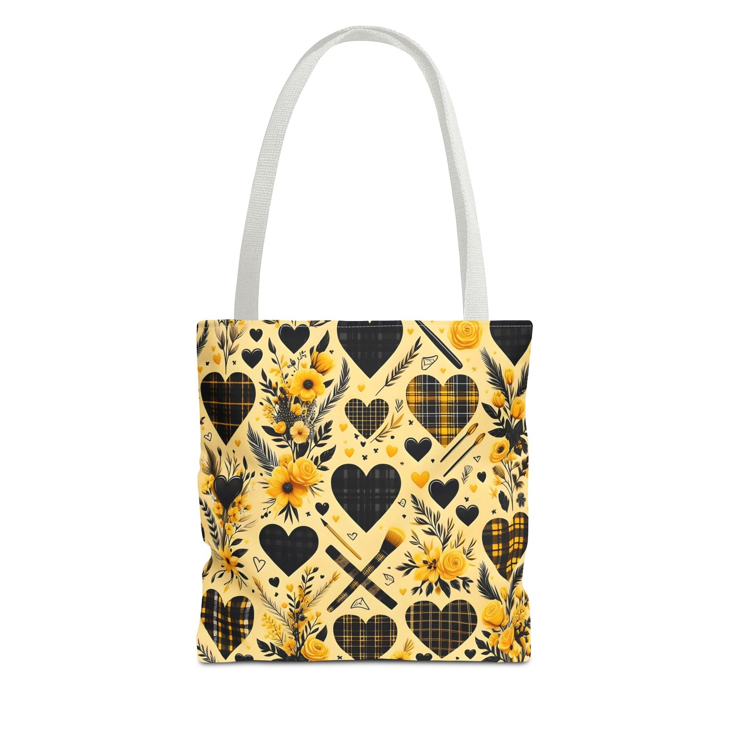 Plaid Floral With Hearts Love Tote Bag(AOP)