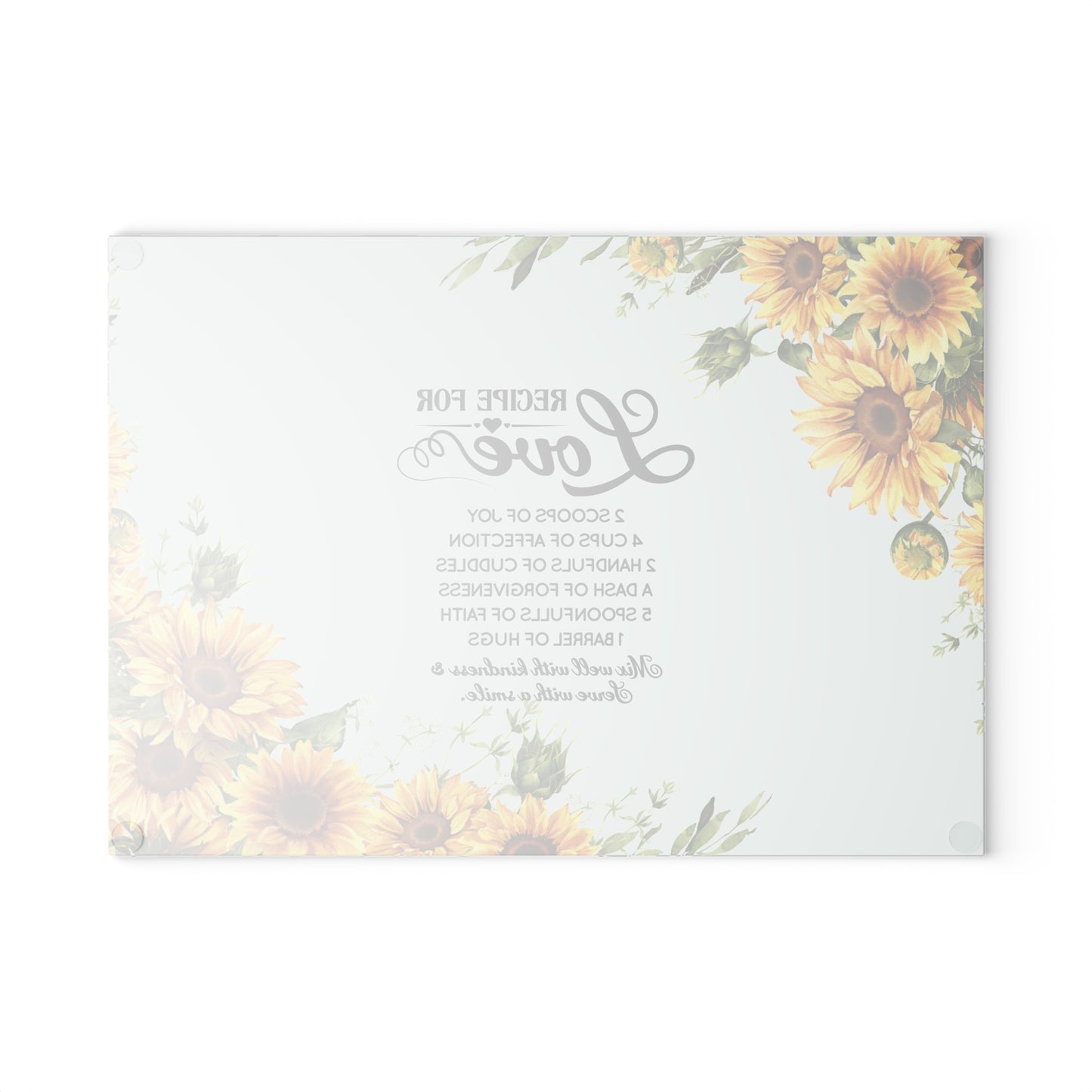 Glass Cutting Board Love Recipe Quote - Kitchen Essential Gift