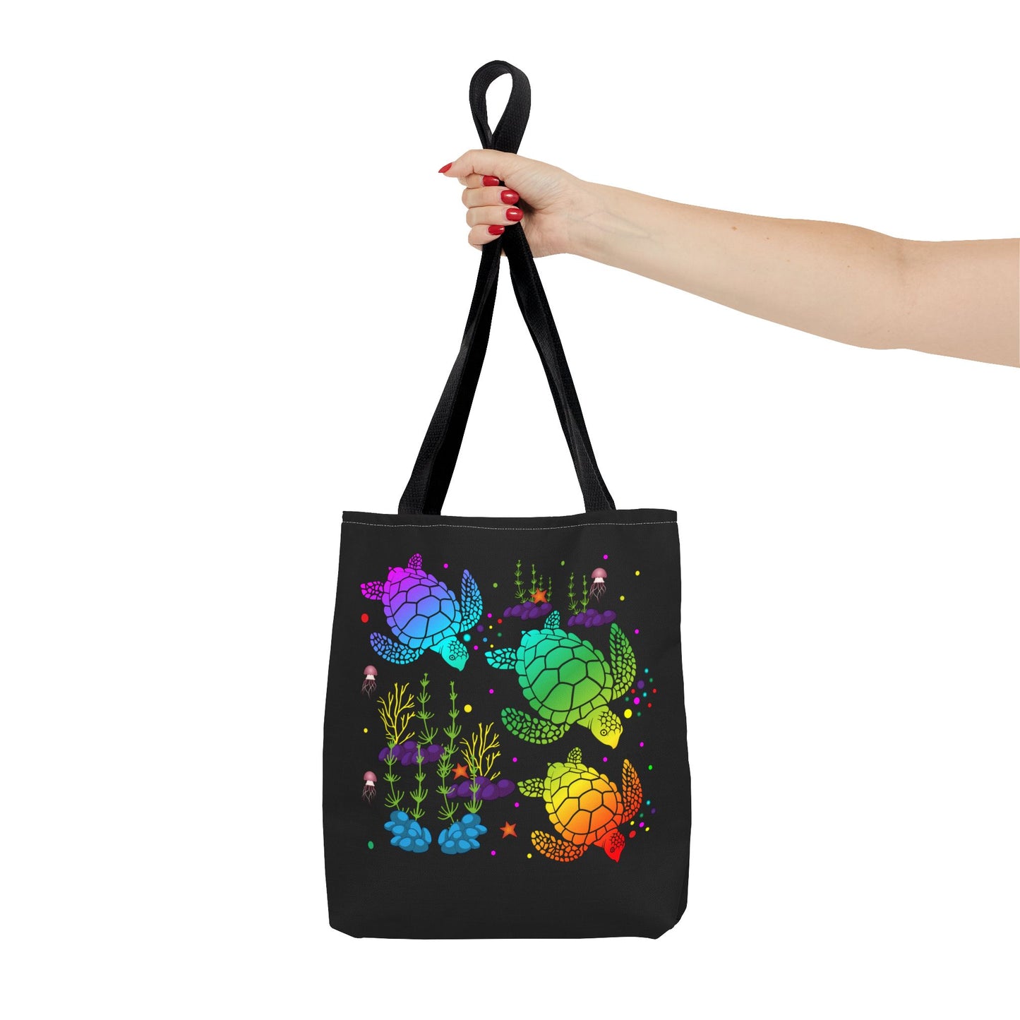 Rainbow Turtle Tote Bag - Eco-Friendly Reusable Shopper, Beach Bag, Gift for Ocean Lovers, Summer Fun, Art Tote