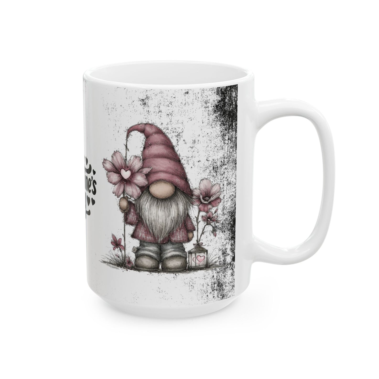 Ceramic Gnome Floral Mug "Happy Valentine's Day" — Happy Valentine’s Day 11oz/15oz