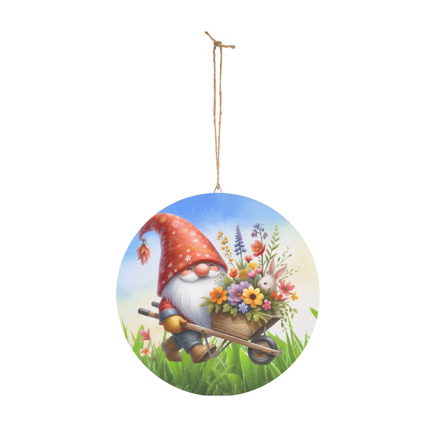 Rustic Charm Wood Signs - Garden Gnome with Wheelbarrow Decor