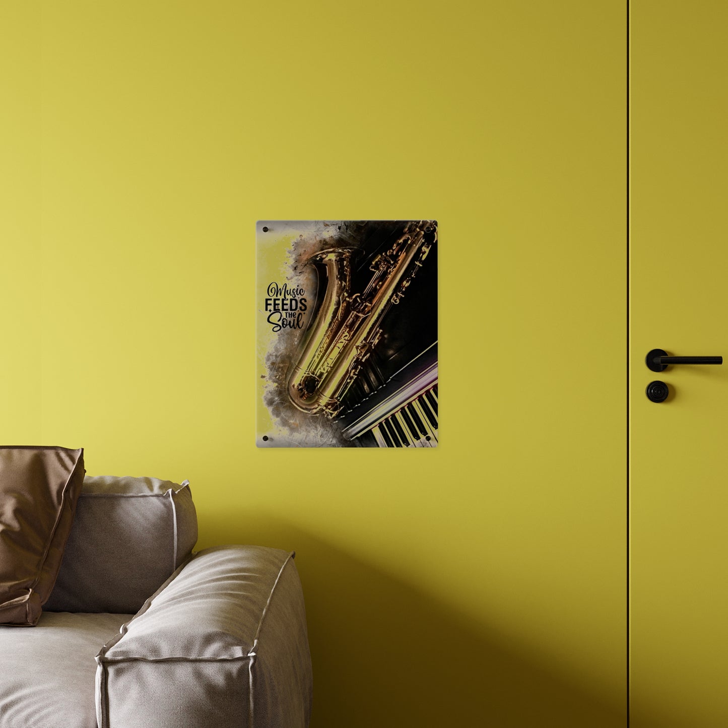 Inspirational Acrylic Wall Art Panel - "Music Feeds the Soul"