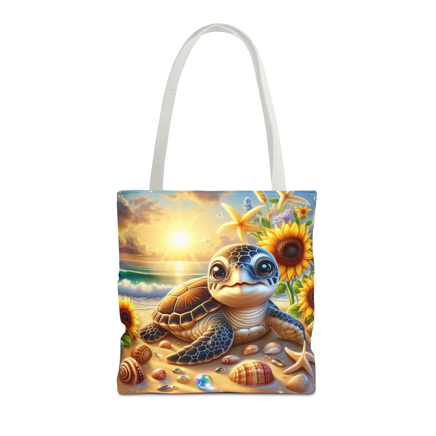 Beachy Turtle Tote Bag | Sea Life AOP Bag | Summer Accessories | Eco-Friendly Vacation Tote | Gift for Ocean Lovers