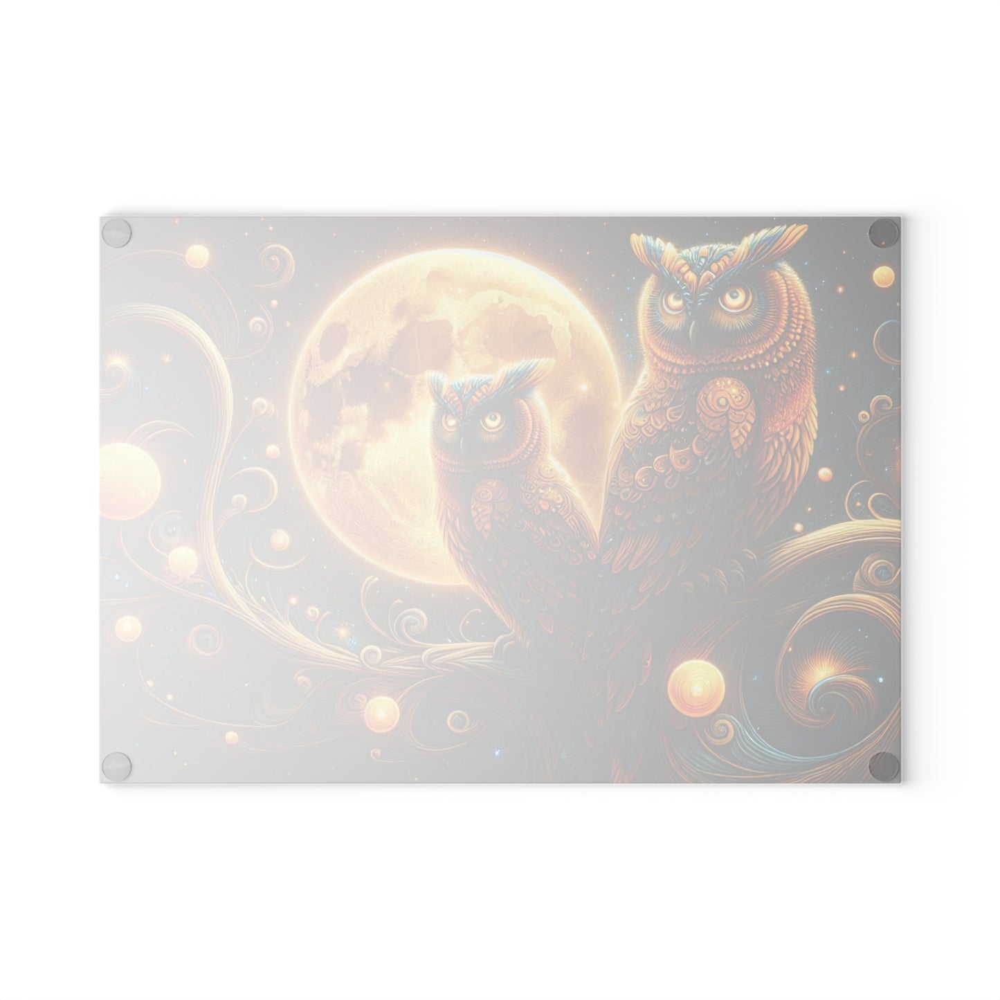Owl Moonlit Glass Cutting Board - Artistic Kitchen Decor