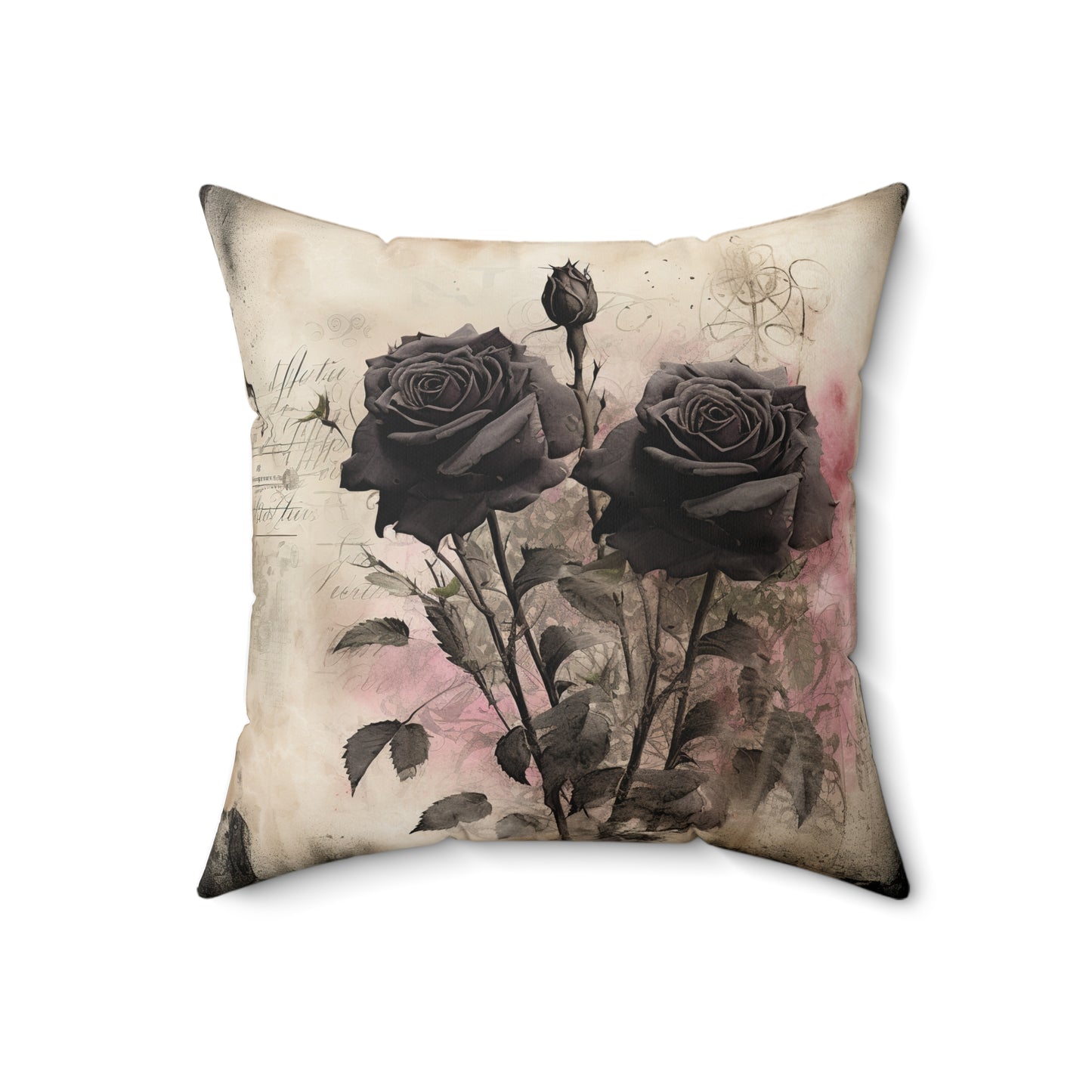 Gothic Theme Black Roses Spun Polyester Square Pillow, Accent For Any Room, Beautiful Room Decor for Any Occasion, Great Gift Idea