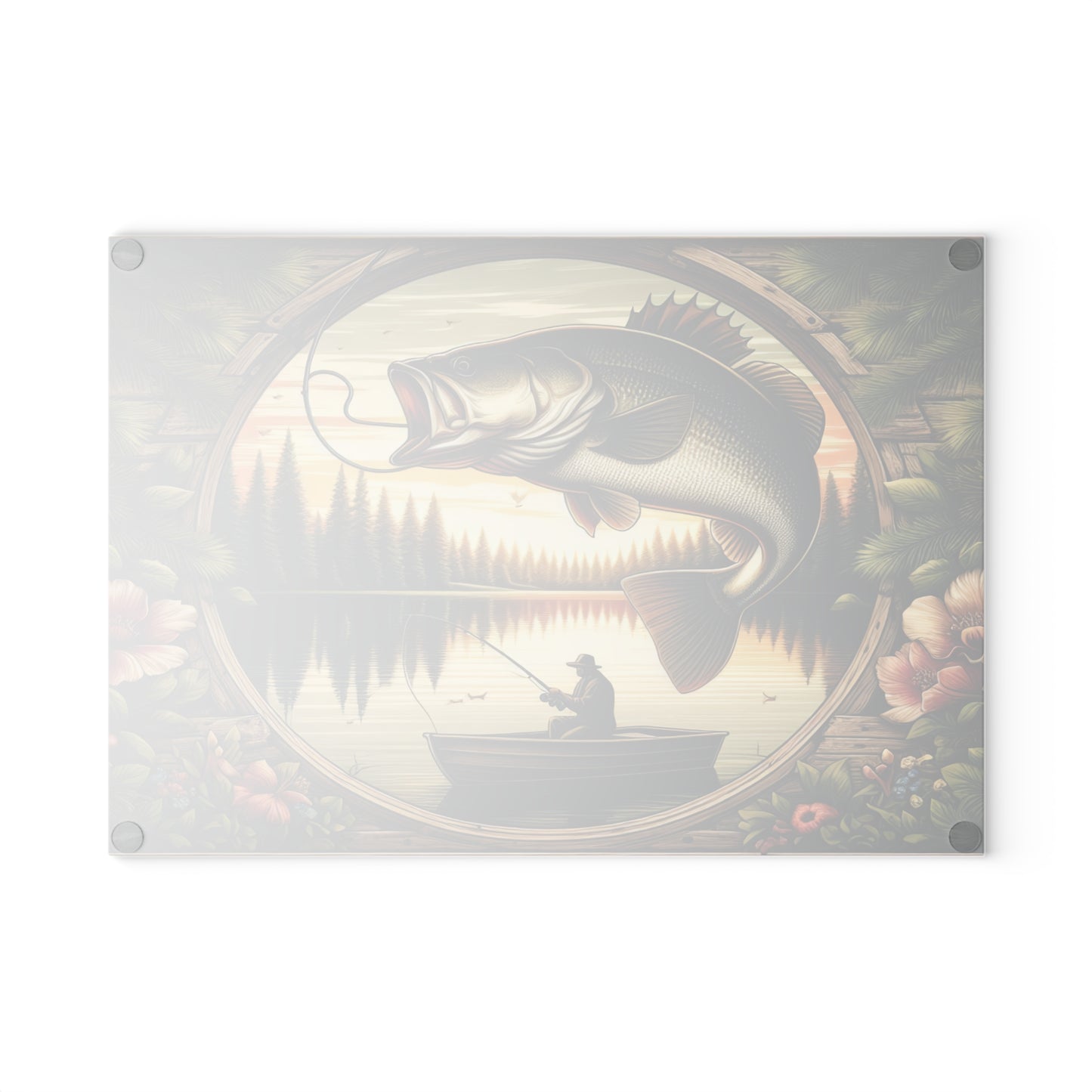 Rustic Fisherman Glass Cutting Board - Perfect Gift for Outdoor Enthusiasts