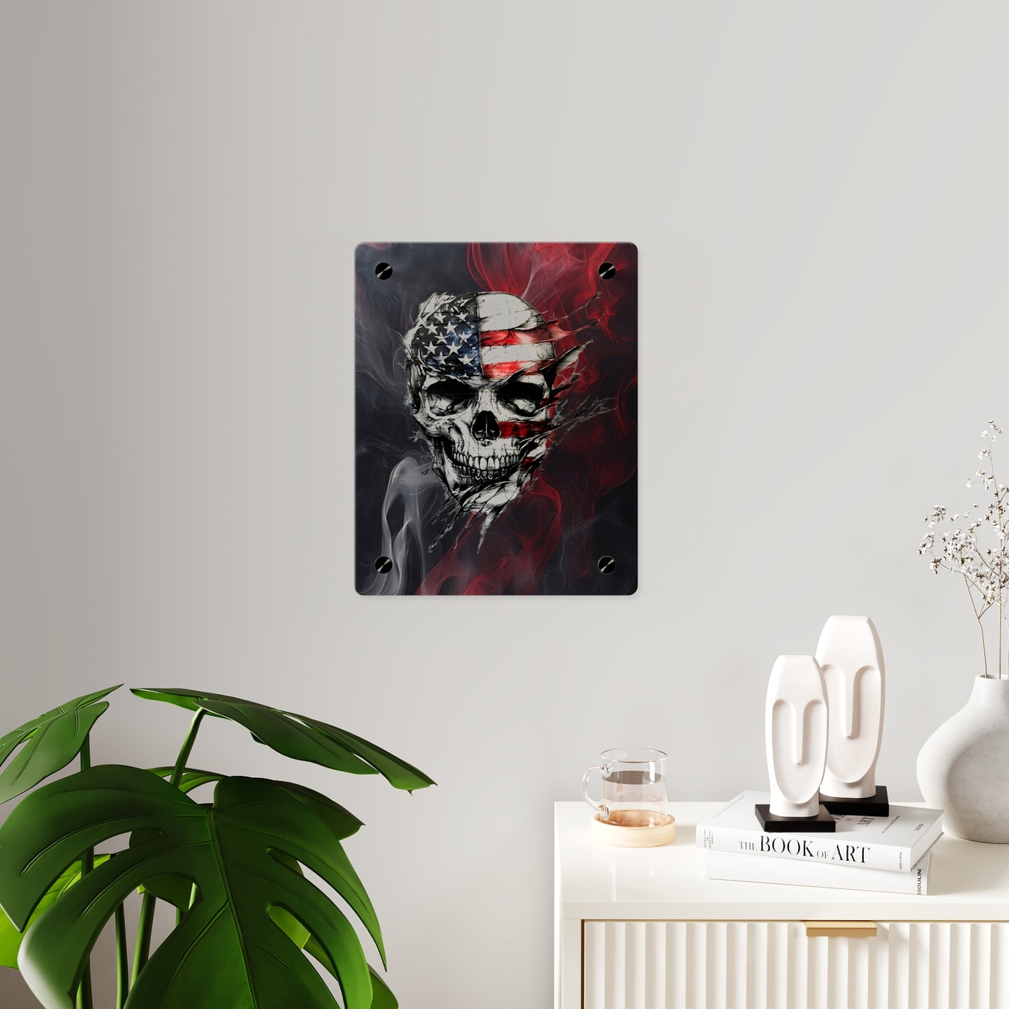 American Skull Acrylic Wall Art Panels - Edgy Decor for Rebels & Patriotic Souls