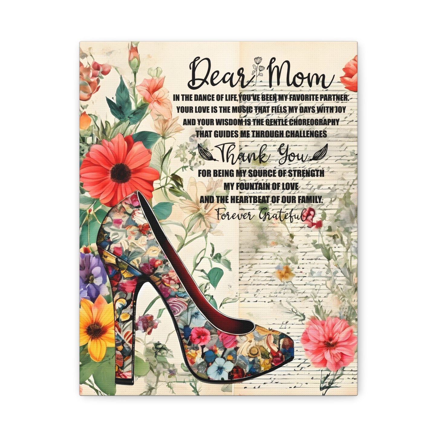Inspirational Floral Canvas Wall Art for Mom - Perfect Gift for Mother's Day