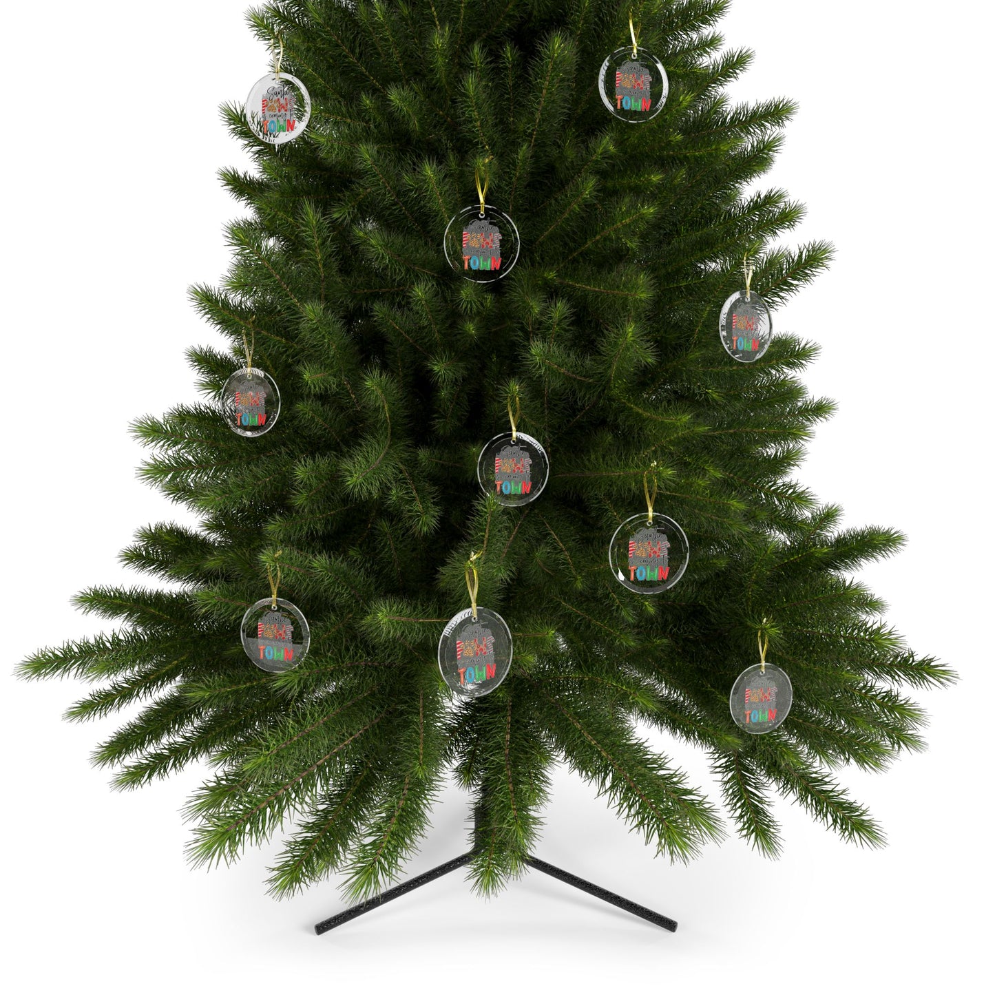 Pet Theme Holiday Glass Ornaments - Santa Paws Is Coming To Town Pet Lovers Gift