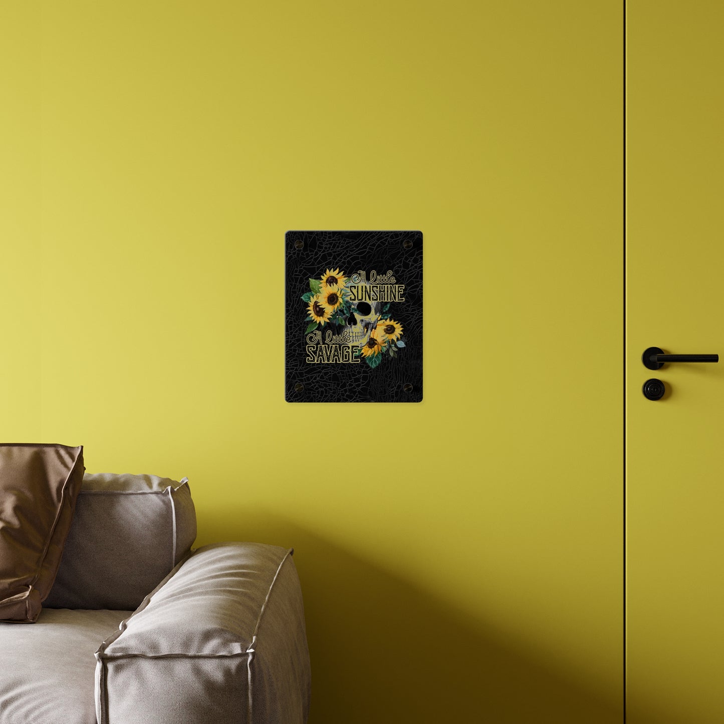 Acrylic Wall Art Panel- 'A Little Sunshine, A Little Savage' Design with Sunflowers
