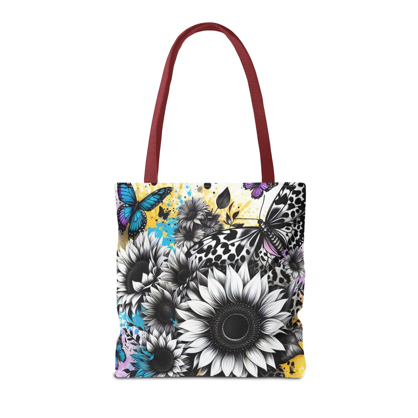 Sunflower & Butterflies Tote Bag — Color Splash Floral All-Over Print