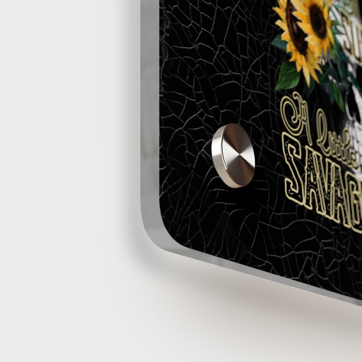 Acrylic Wall Art Panel- 'A Little Sunshine, A Little Savage' Design with Sunflowers