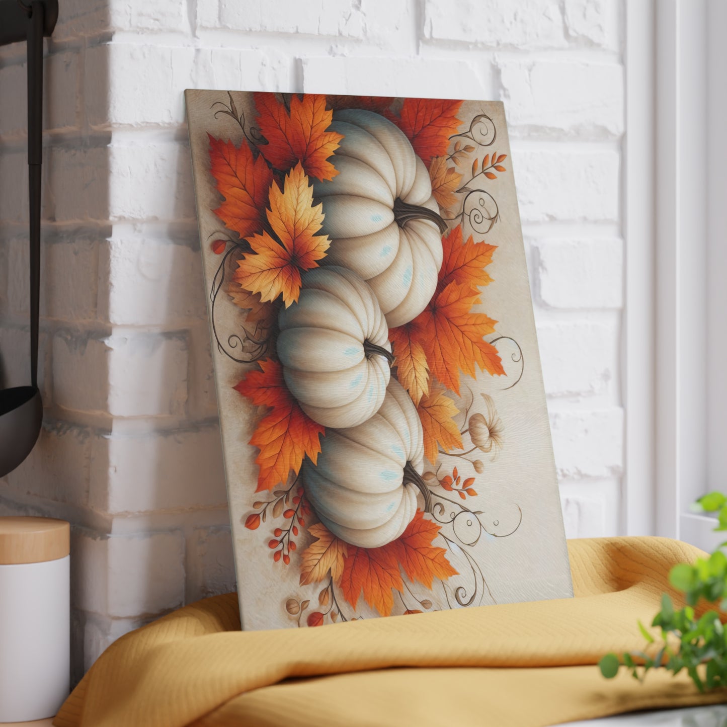 Autumn Pumpkin Glass Cutting Board