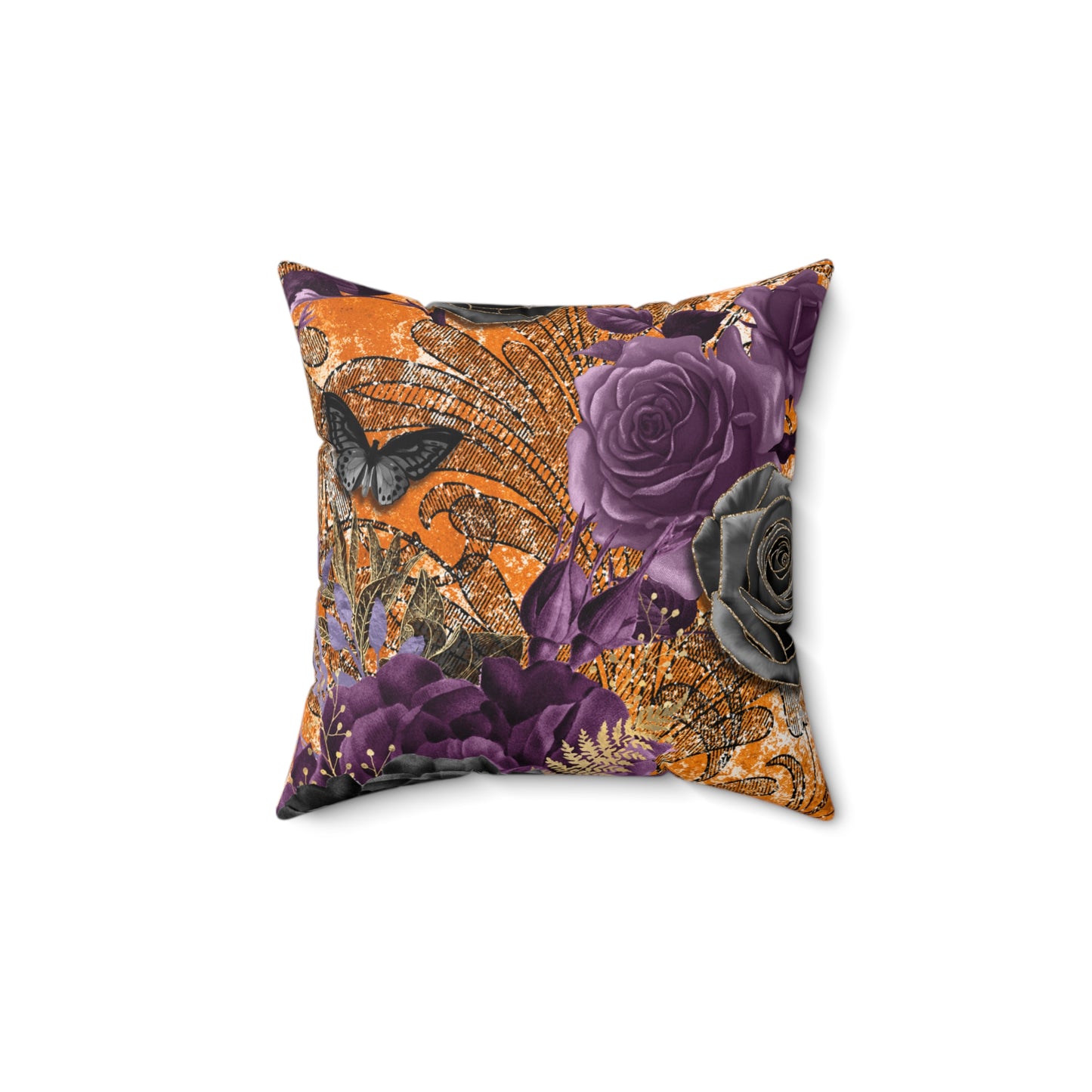 Elegant Floral Butterfly Pillow, Decorative Halloween Cushion, Home Decor, Autumn Aesthetic, Gift for Her, Floral Throw Pillow