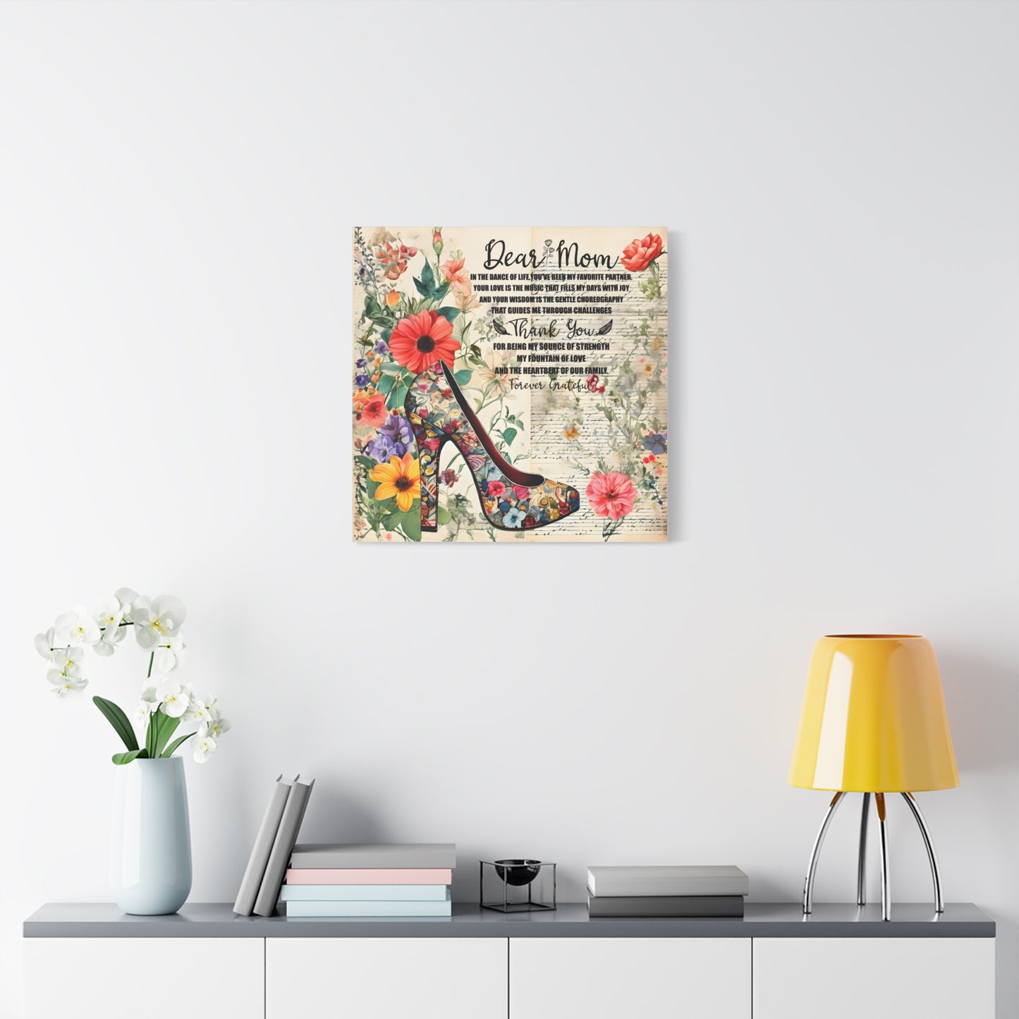Inspirational Floral Canvas Wall Art for Mom - Perfect Gift for Mother's Day