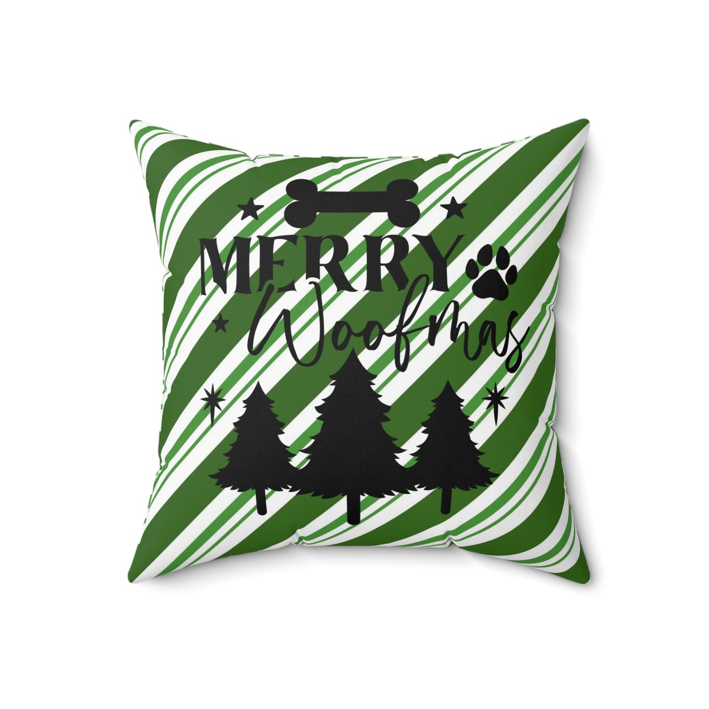 Christmas Theme Spun Polyester Square Pillow, Dog Lover's Holiday Decor for Home or Office, Dog Lovers Holiday Accent for Any Room