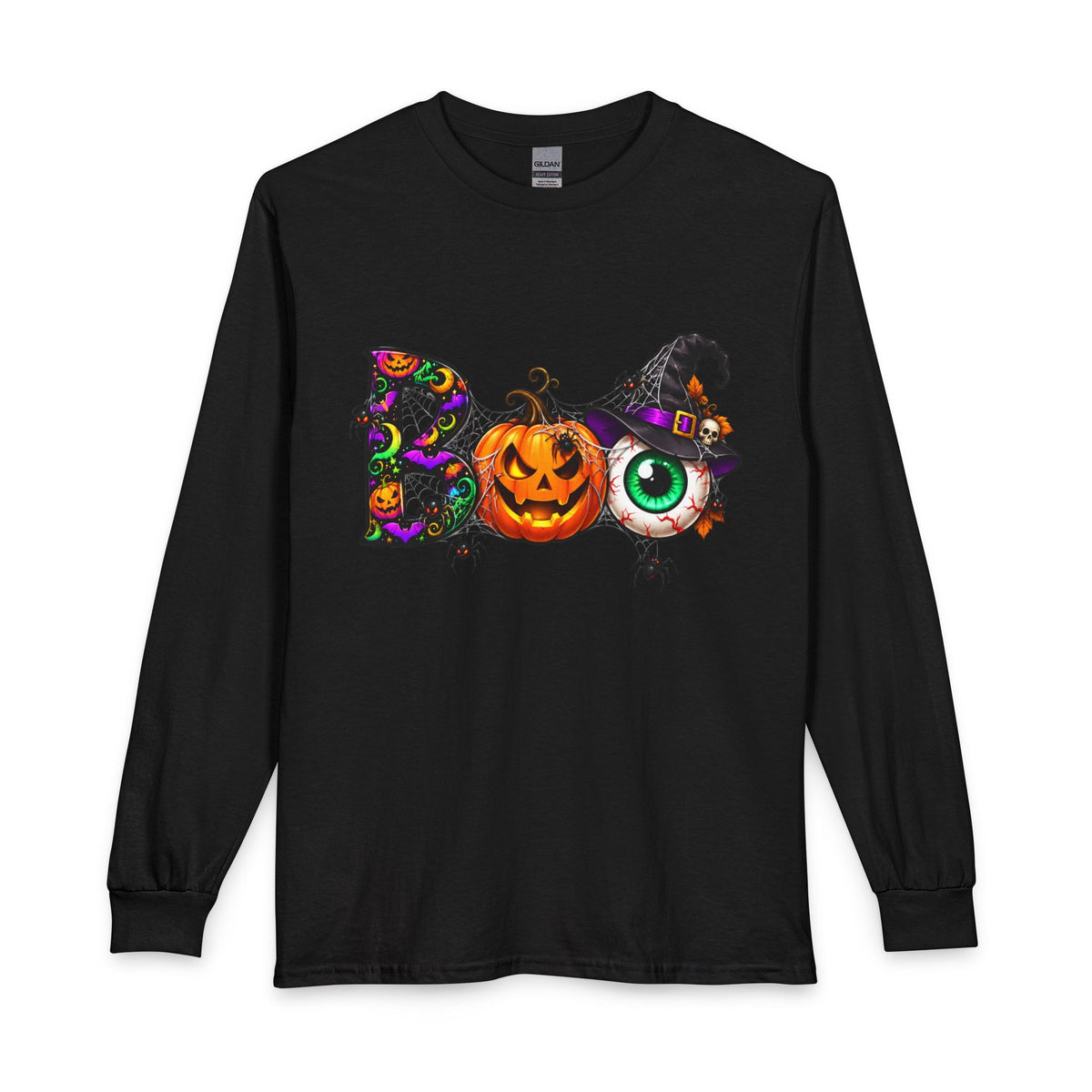 Halloween Boo Pumpkin and Witch Hat Long Sleeve T-Shirt