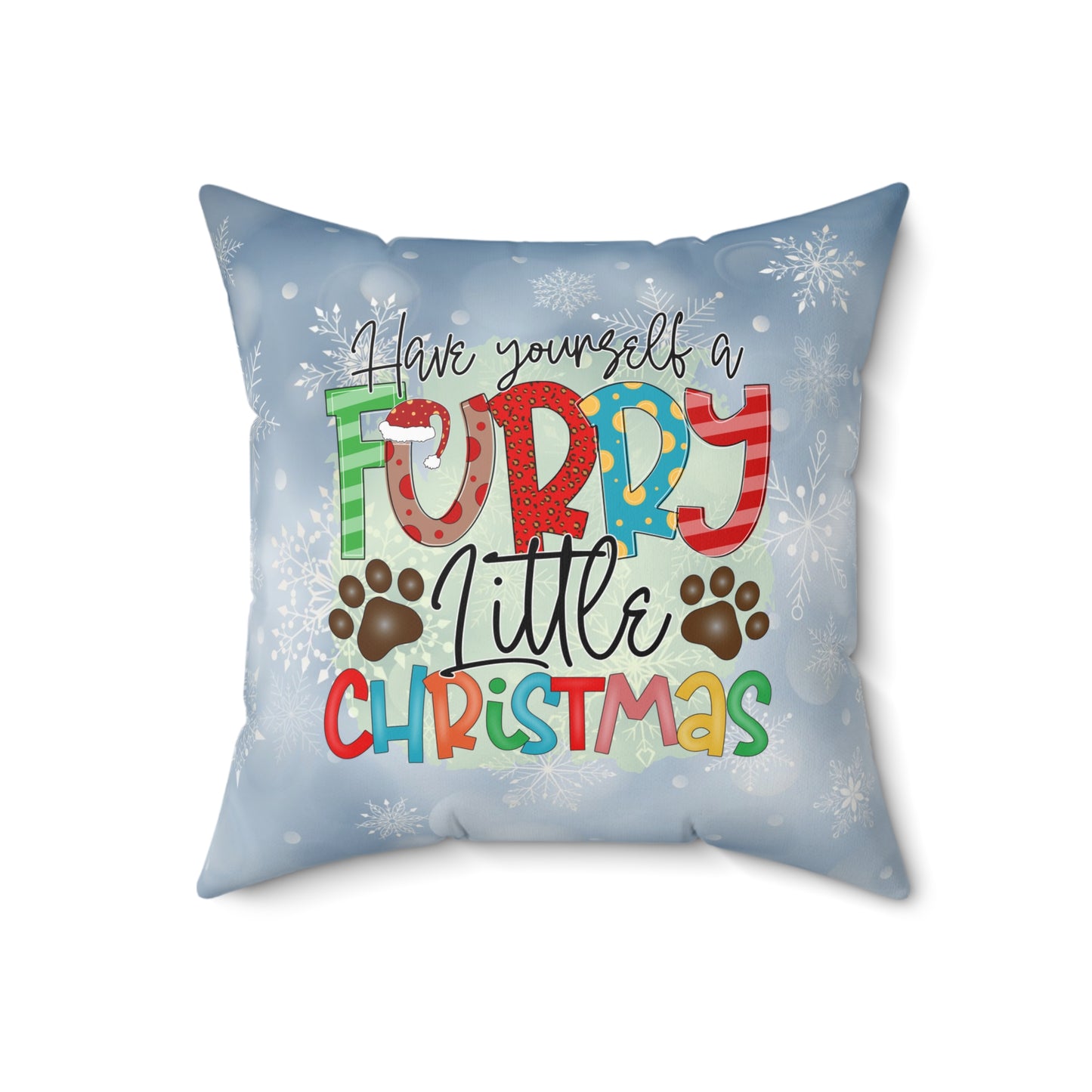 Christmas Theme Decorative Spun Polyester Square Pillow, Animal Lovers, Pet Lovers Holiday Pillow Decor, Accent for Any Room for the Holidays