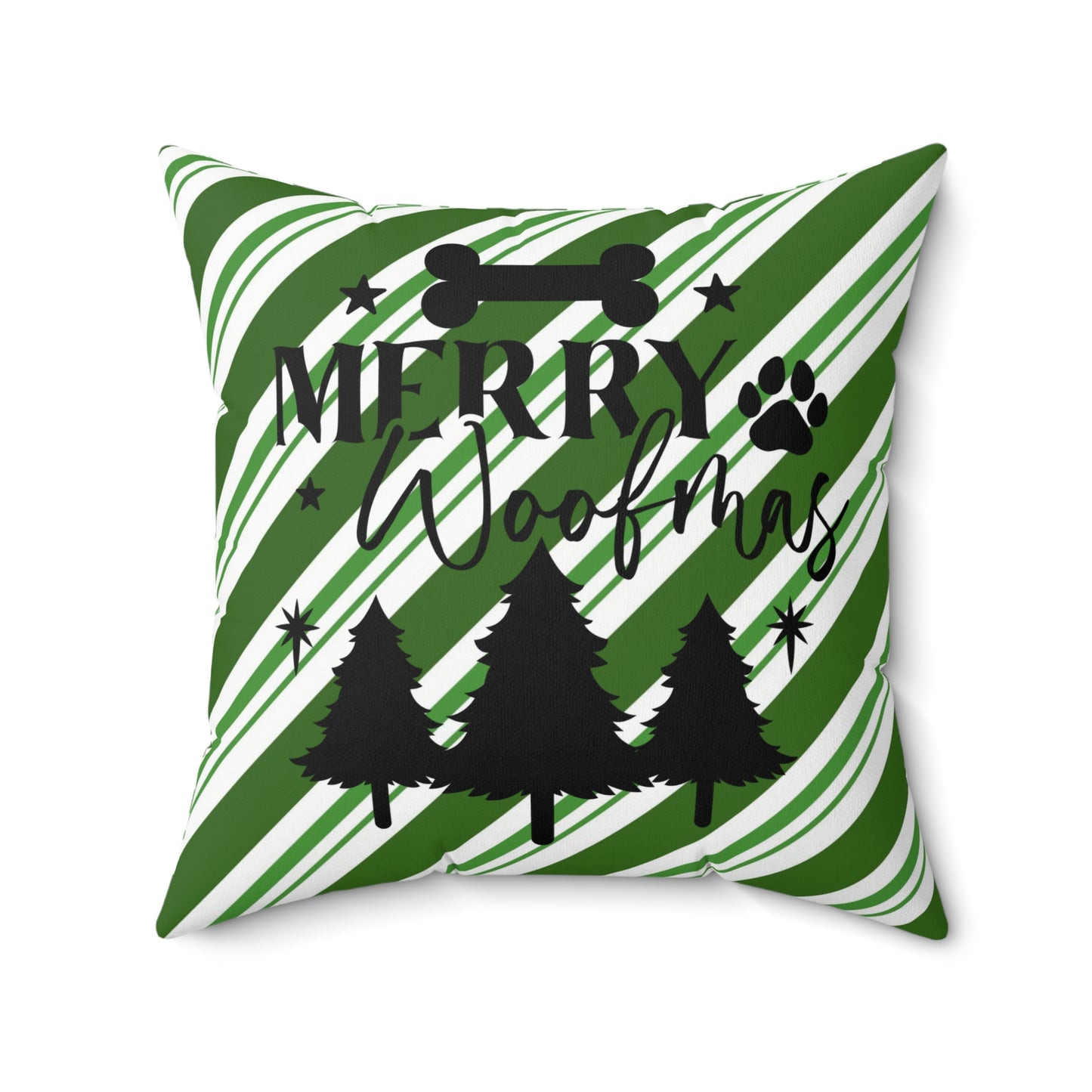 Christmas Theme Spun Polyester Square Pillow, Dog Lover's Holiday Decor for Home or Office, Dog Lovers Holiday Accent for Any Room