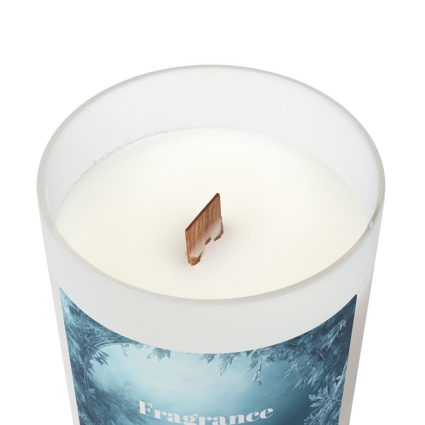 Vanilla Frosted Glass Candle – 11oz Scented Soy Candle with Wooden Lid