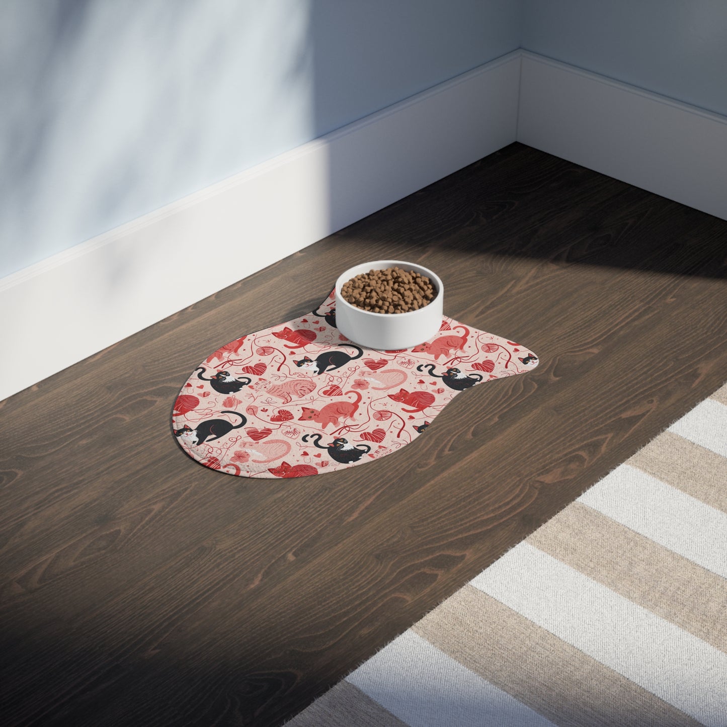 Cute Cat Design Pet Feeding Mats, Animal Lover Gifts, Dog Bowl Mat, Cat Food Dish, Pet Accessories for Home Decor